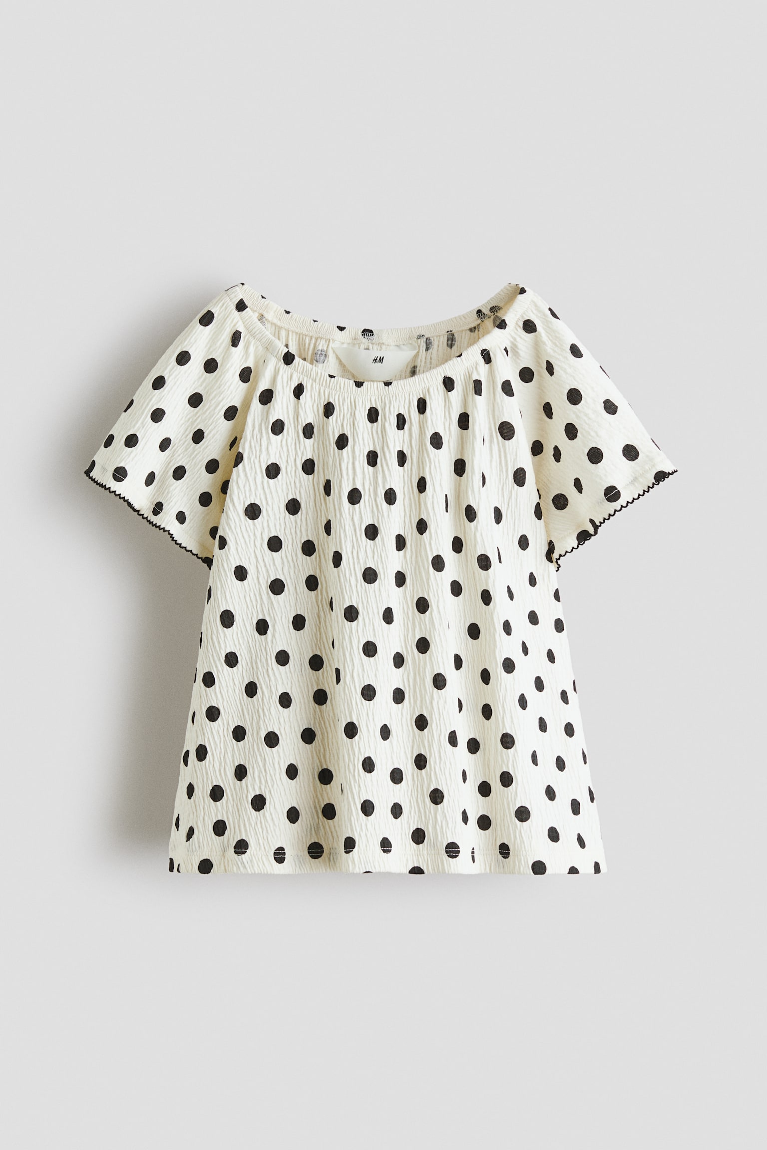 Patterned crêpe top - Cream/Polka dot/Ivory/Patterned - 1
