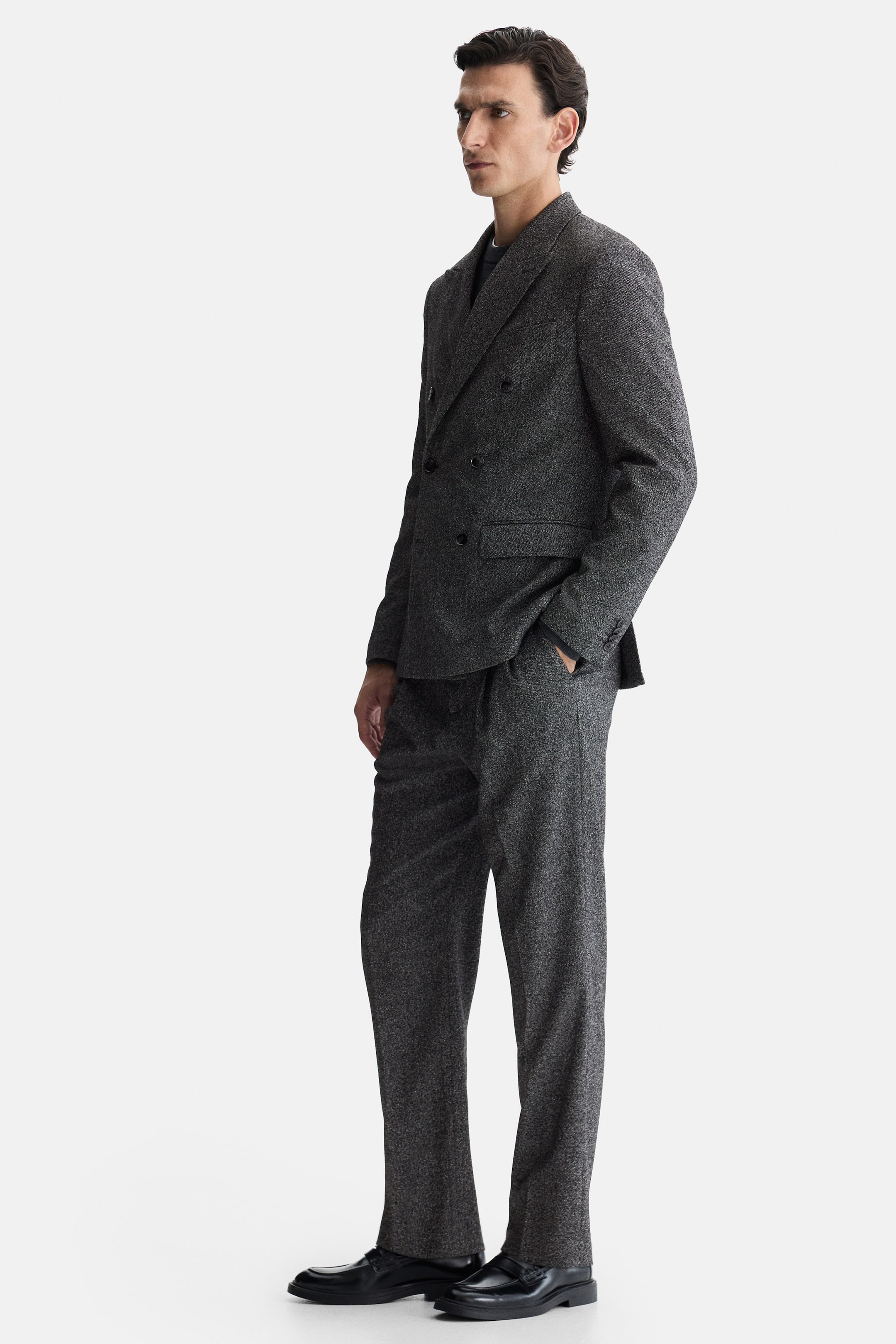 Ampliar la imagen: Saco Regular Fit de botonadura doble - Gris jaspeado oscuro - Men | H&M MX 4