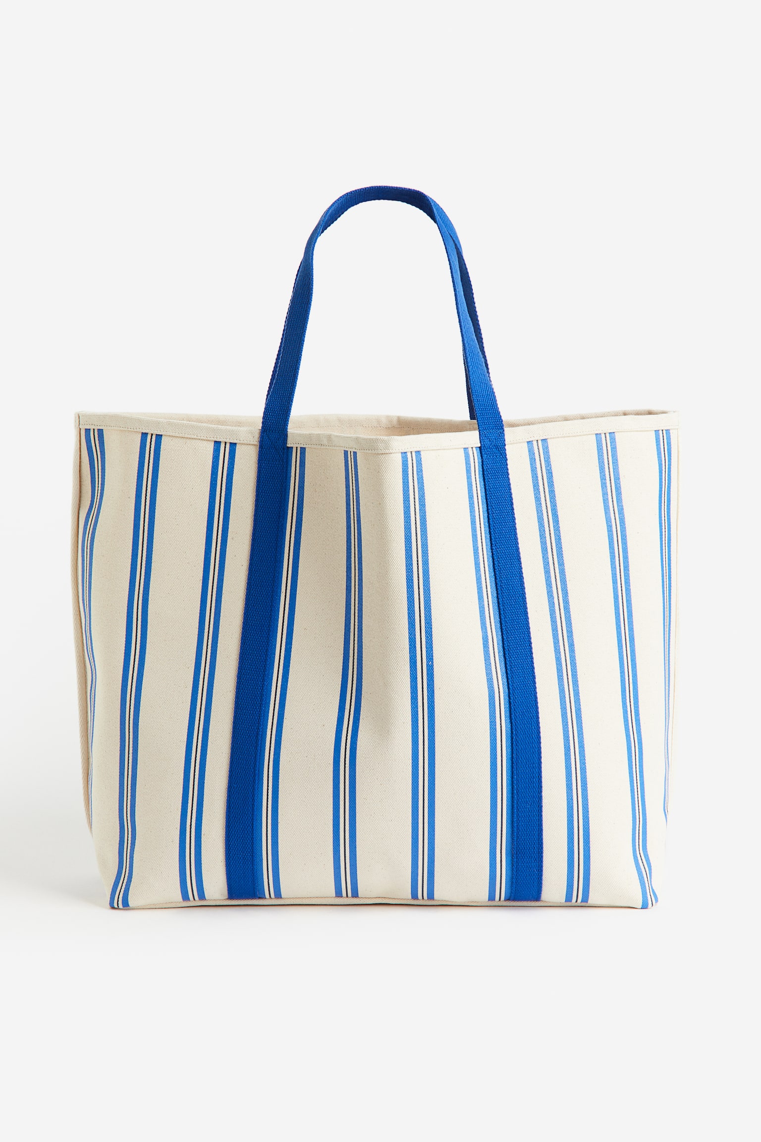 Cotton canvas beach bag - Blue/Striped/Green/Light beige/Hot pink/Light beige - 1