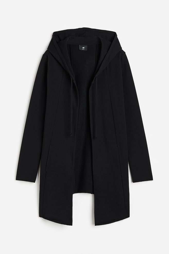 Long, hooded cardigan - Black/Dark grey - 2
