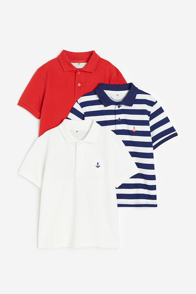 3-pack polo shirts - Red/White/Blue - 1
