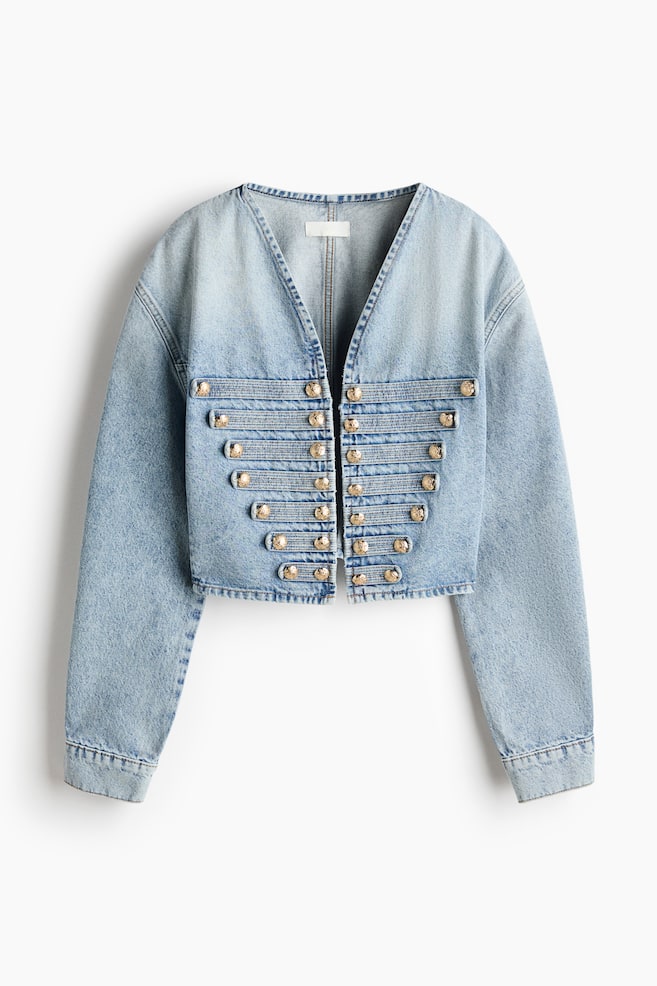 Krótka kurtka dżinsowa - Jasnoniebieski denim - 1