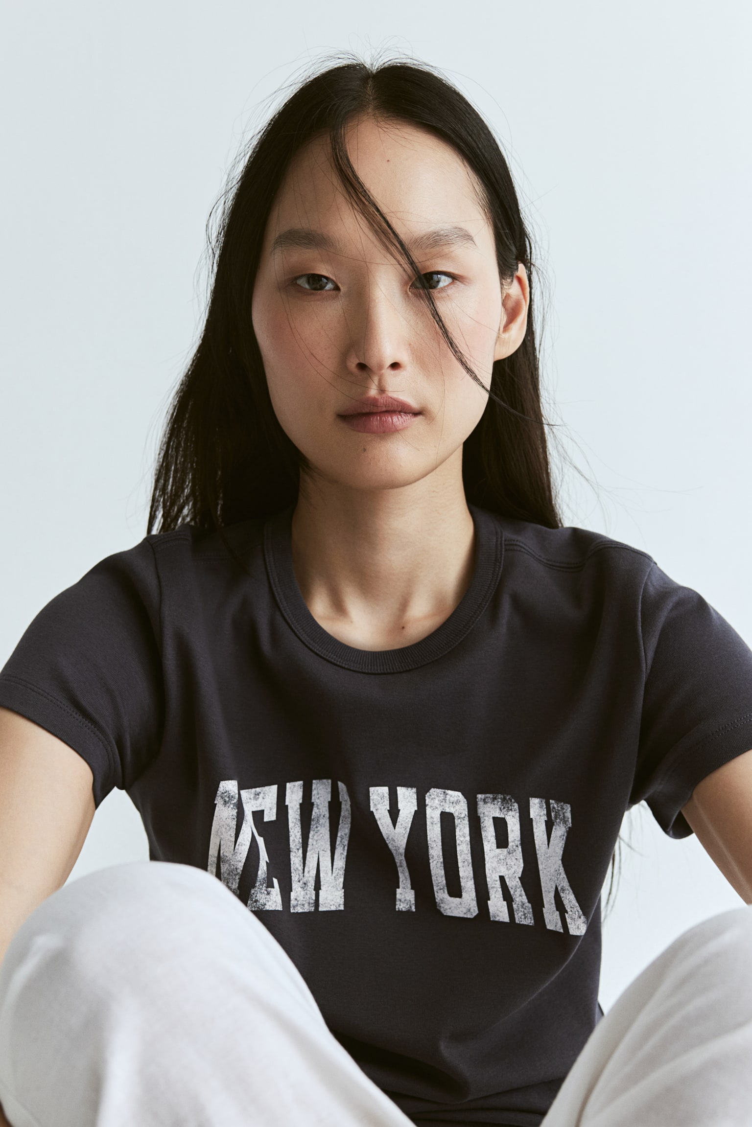 Fitted T-shirt - Dark grey/New York/White/Paris Atelier/Light grey marl/Firenze/White/Dusty blue striped/Light pink/Mon Amie/Beige/Manhattan/Black/Merci Beaucoup - 4