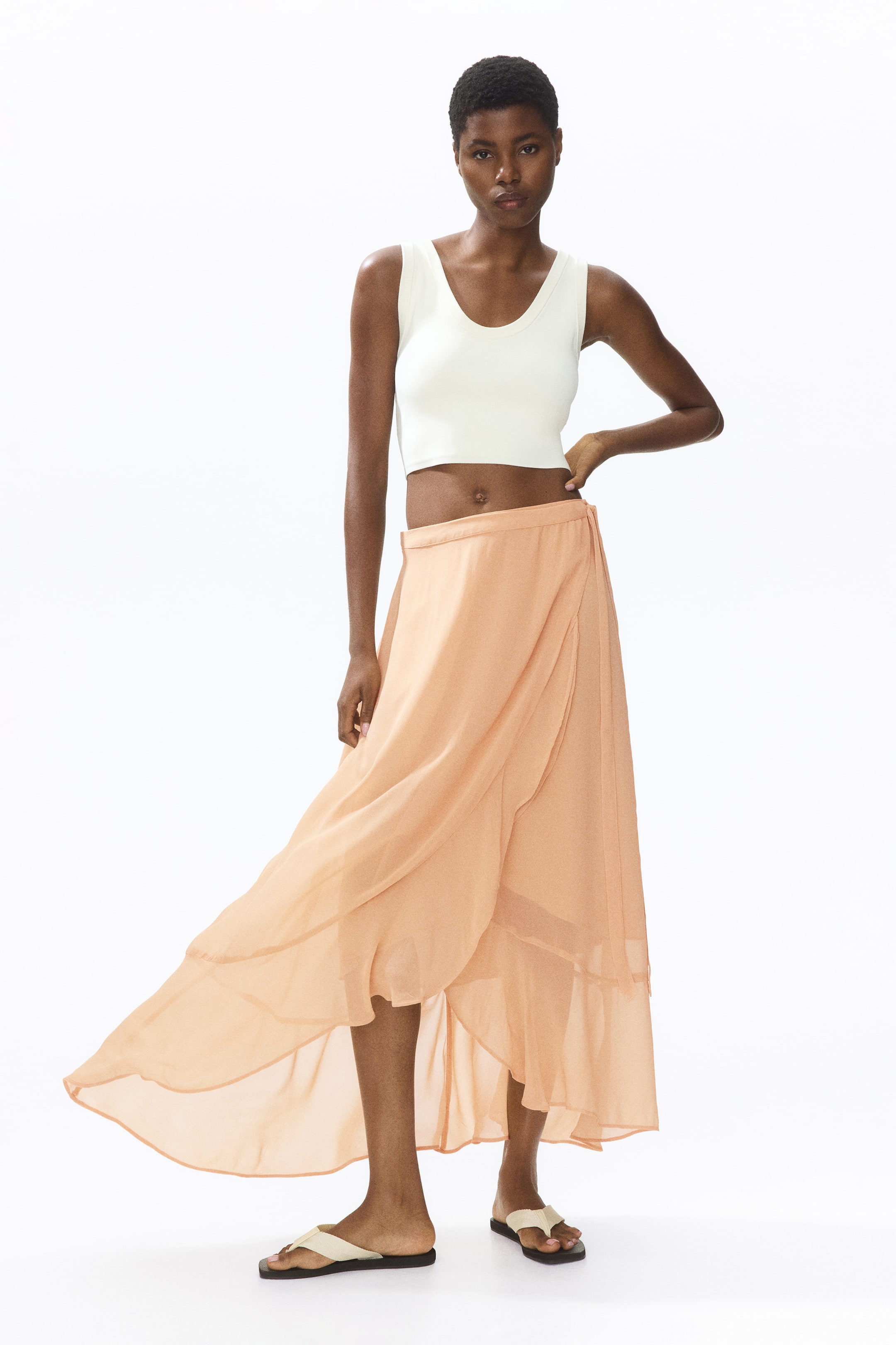 Flounced Wrap Skirt