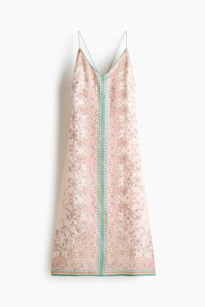 Low-back A-line dress - Light pink/Paisley pattern - 1