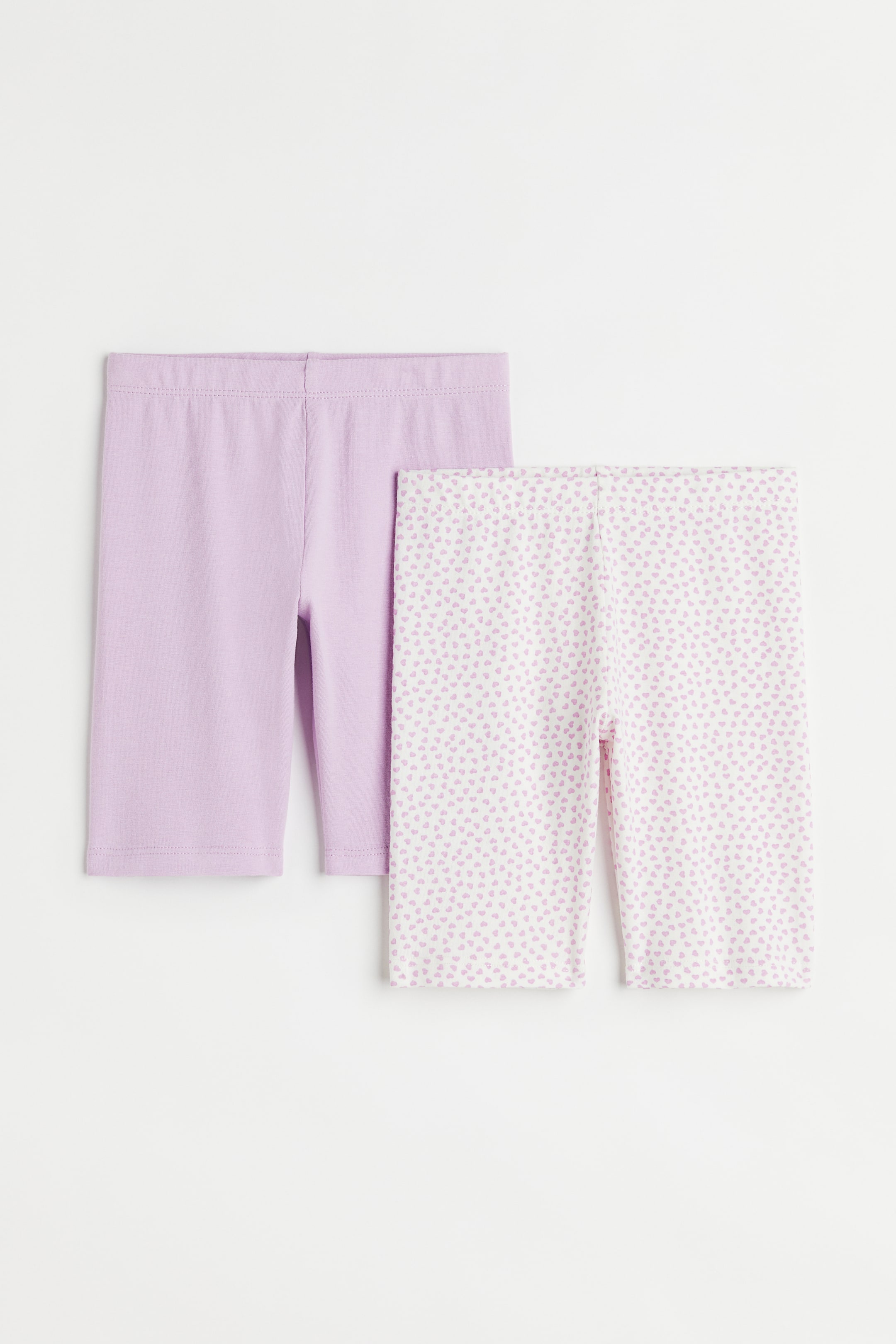 Xem ảnh lớn hơn: Bộ 2 quần short đạp xe - Màu tím nhạt/Trái tim - Kids | H&M VN 1