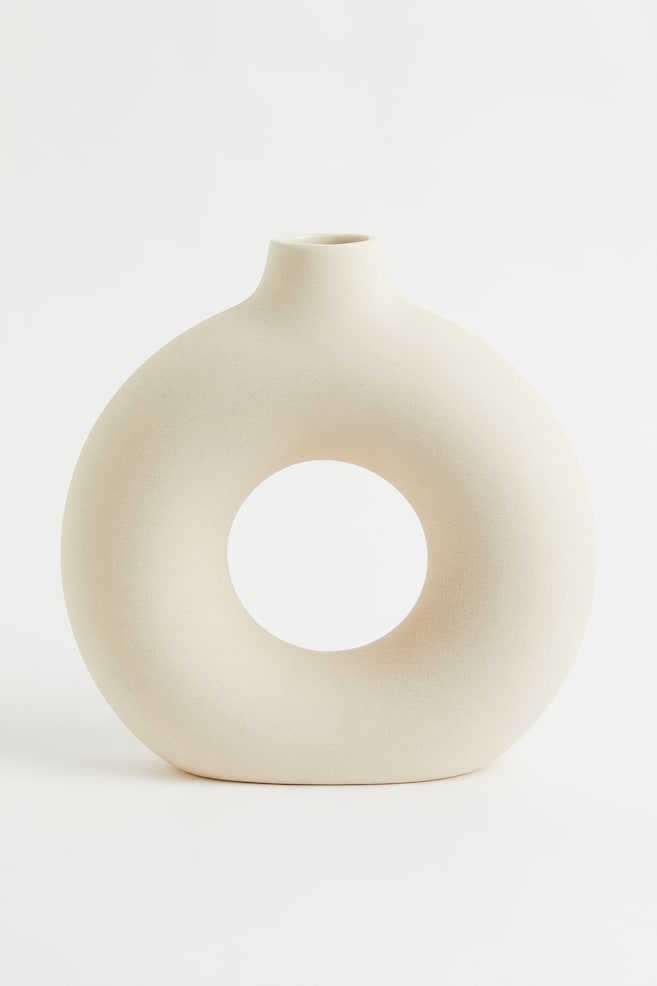 Stor vase i keramik - Lys beige - 1