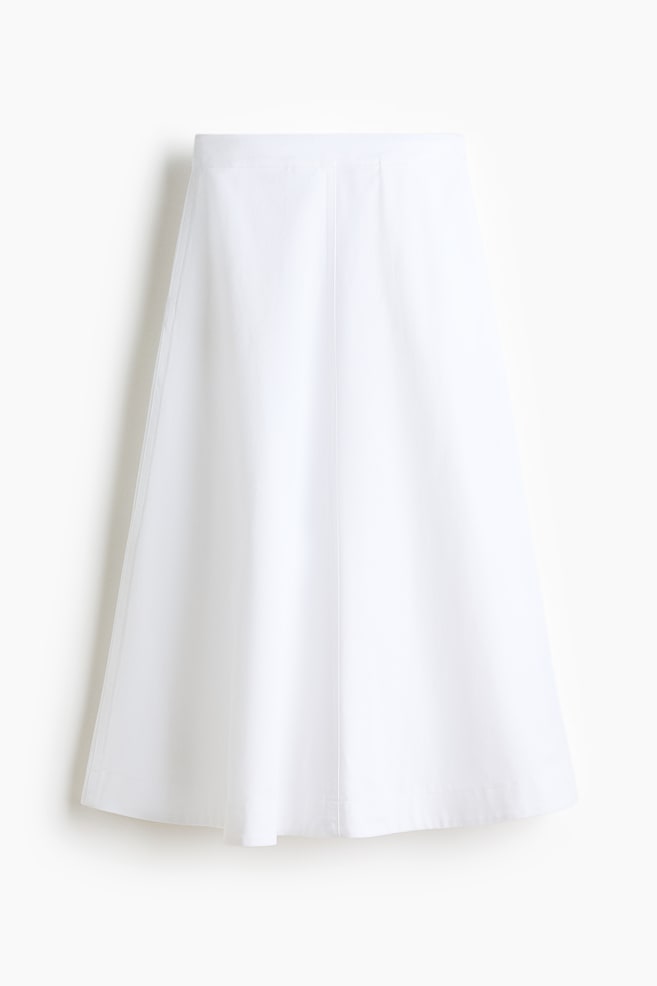 Cotton twill midi skirt - White - 1