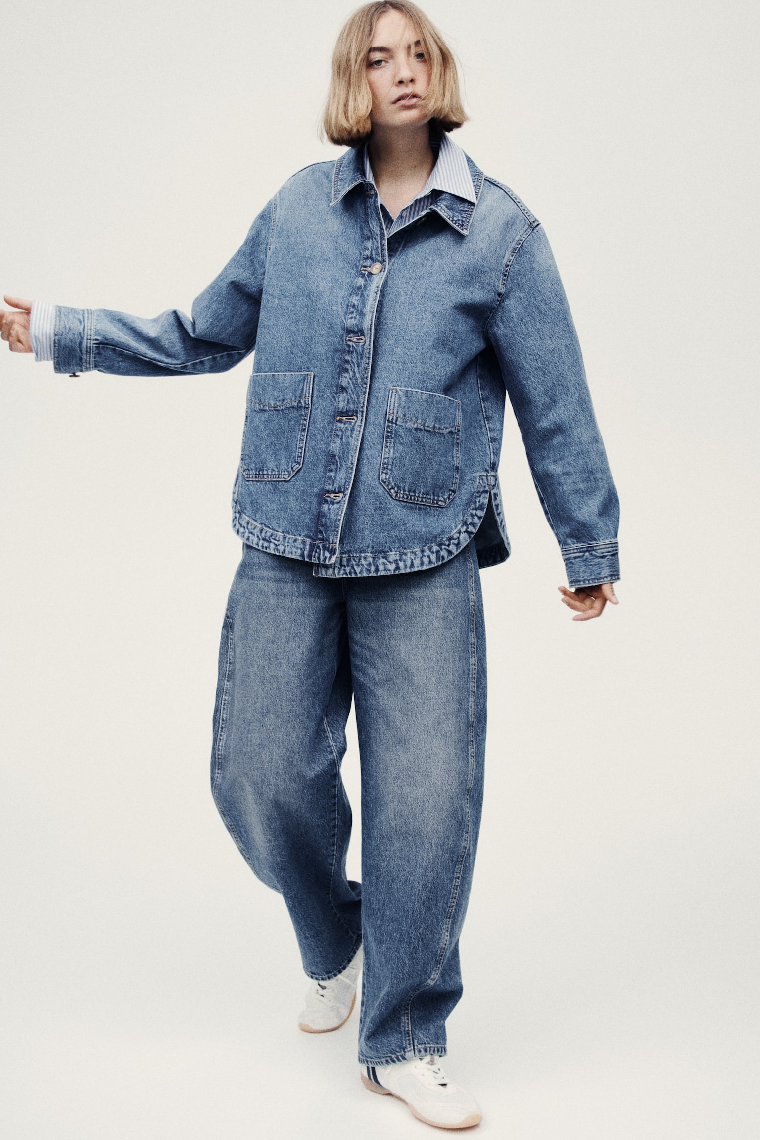 Denim shacket - Denim blue/Light denim blue/Dark denim blue - 5