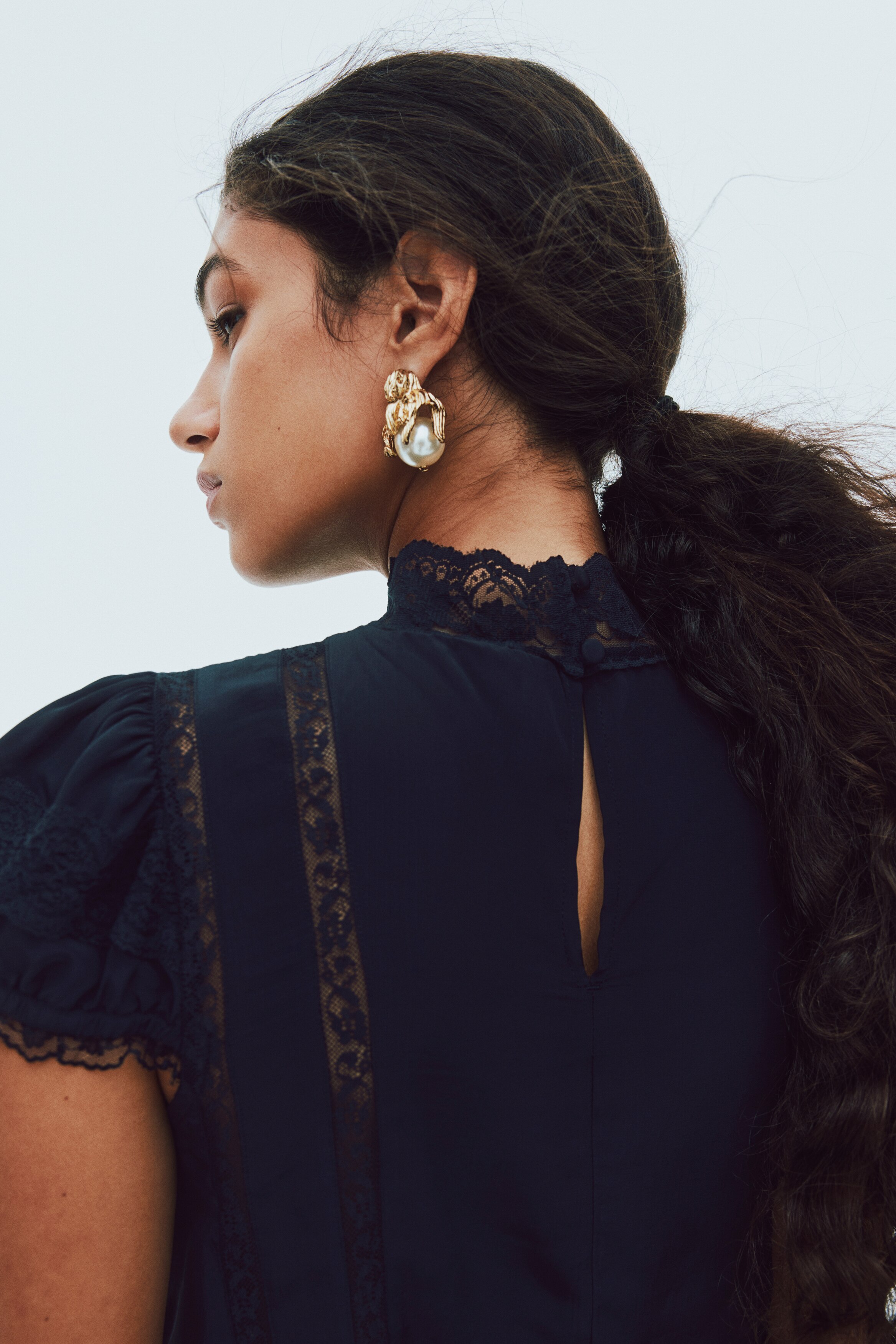Lace-detail blouse