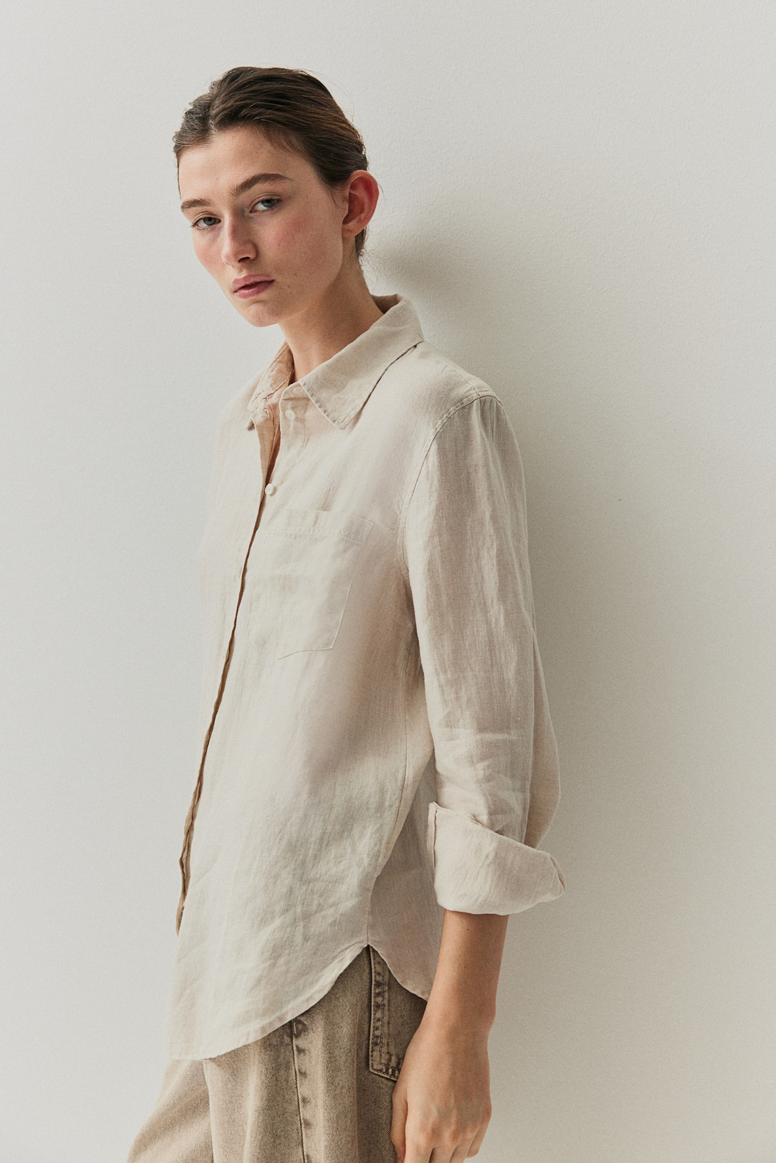 Linen shirt - Light beige/White/Black/Pale blue/White/Blue striped/Blue/White striped - 3