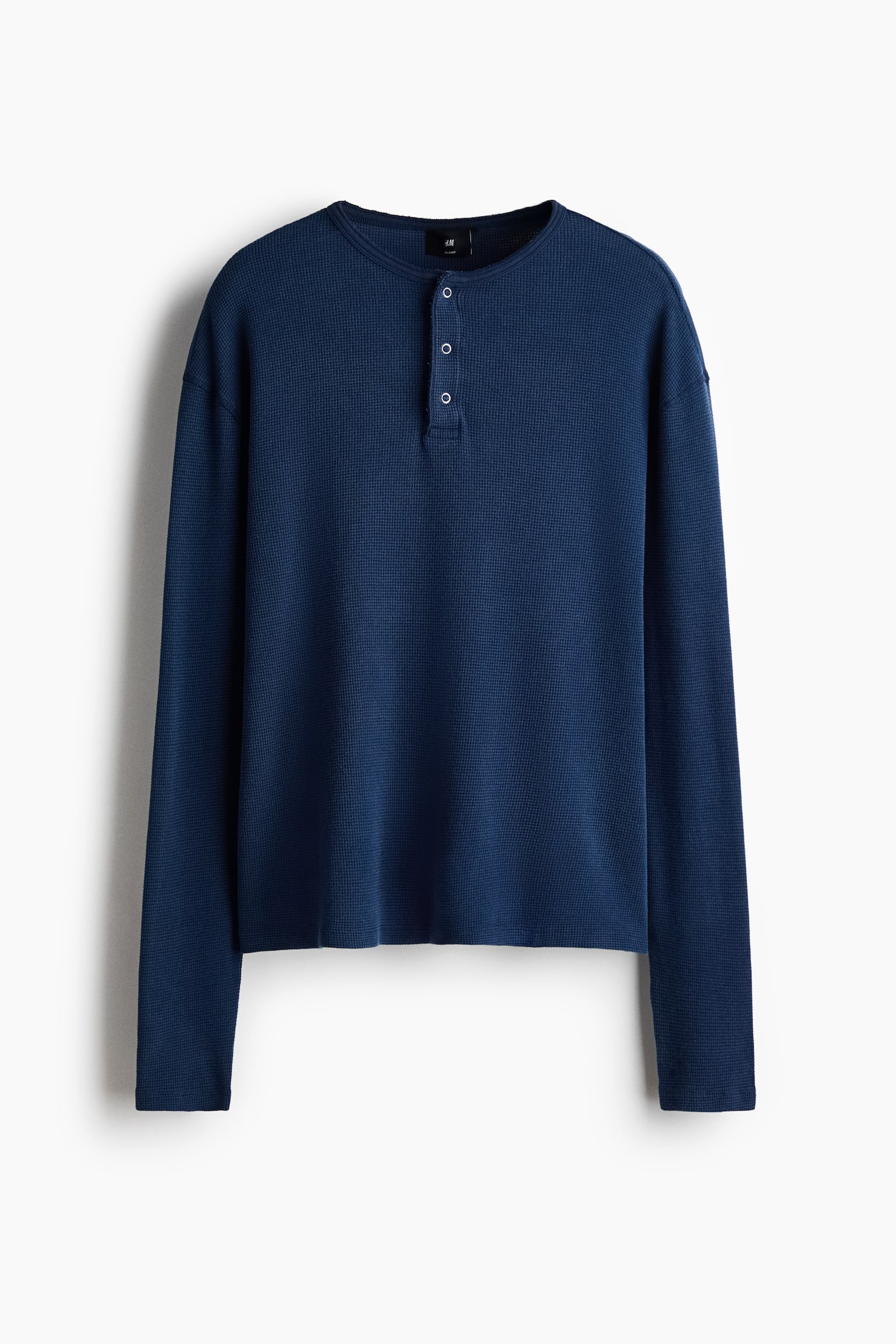 Våfflad farfarströja Relaxed Fit - Mörkblå