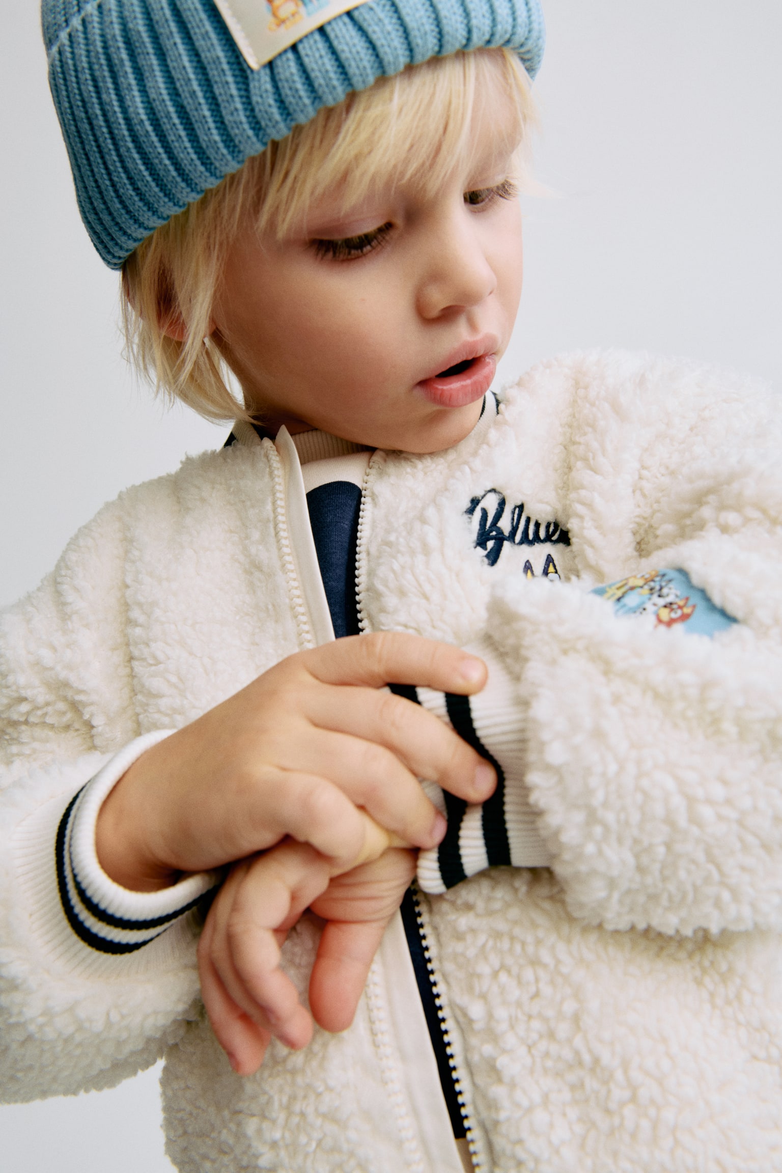 Teddy baseball jacket - Cream/Bluey - 6