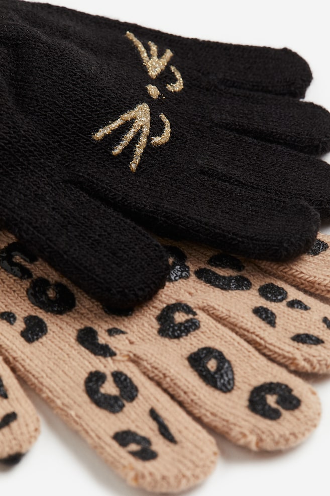 2-pack gloves - Black/Leopard print/Powder pink/Sage green - 2