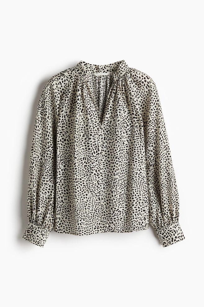 Blusa oversize - Light beige/Leopard print/Blanco/Estampado azul marino/Blanco/Estampado azul - 1