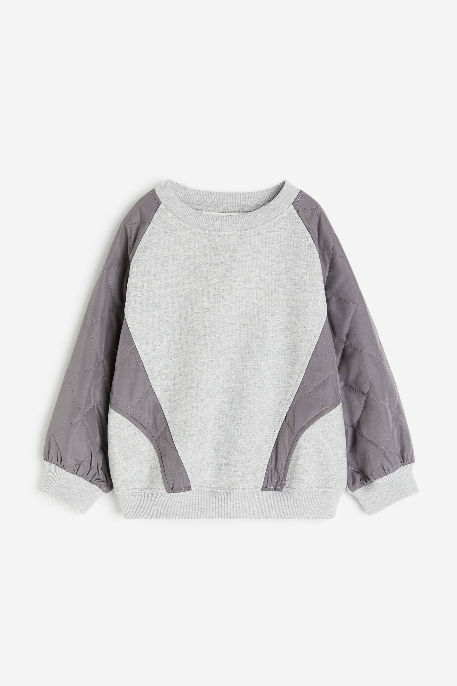 퀼팅 디테일 스웨트셔츠 - 그레이/화이트/컬러블록