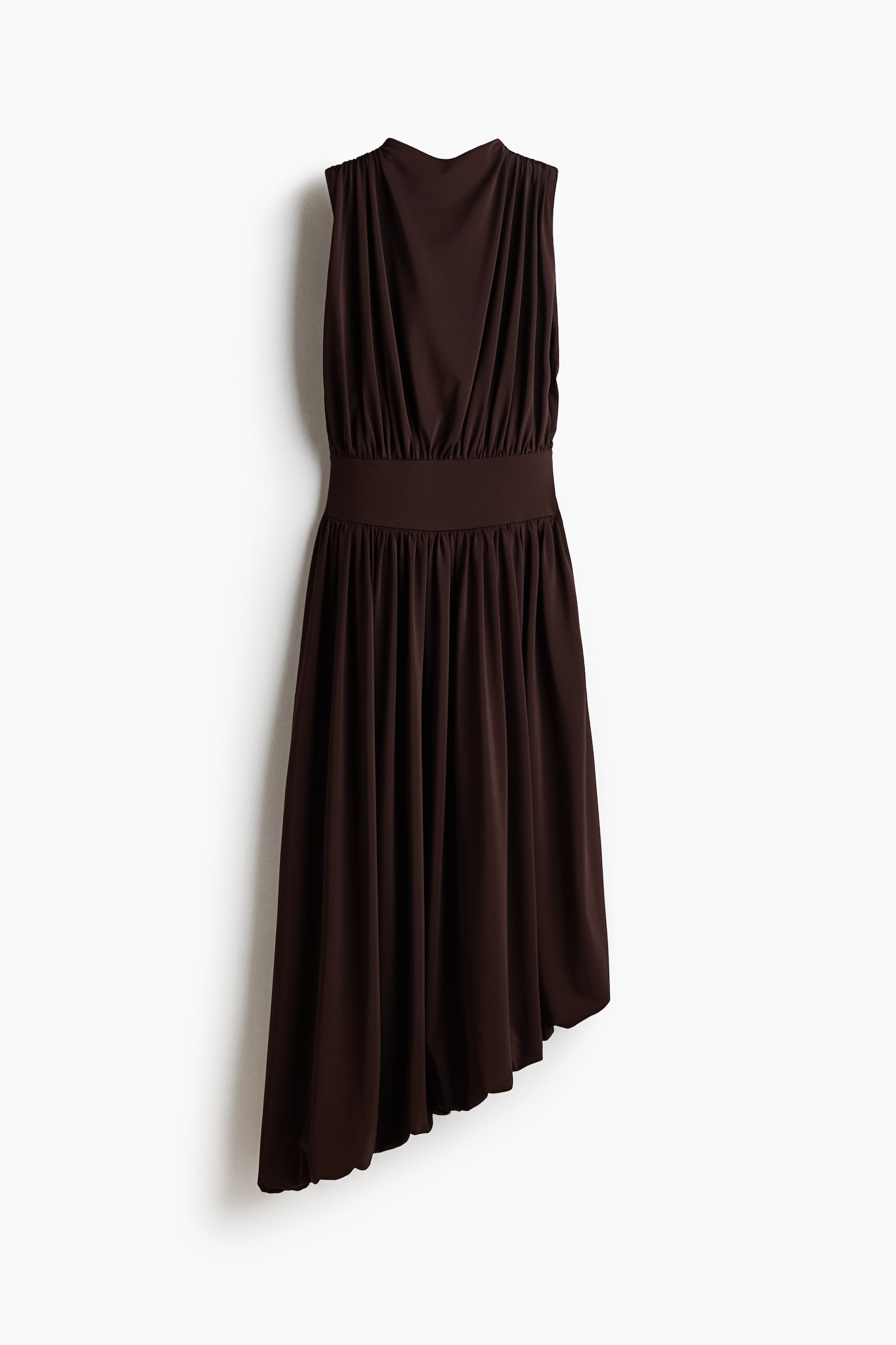 Draped Mock Turtleneck Dress - Dark brown - 1