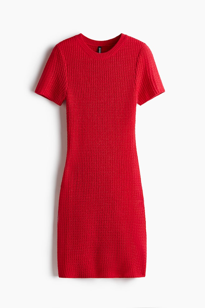 Knitted bodycon dress - Red - 1