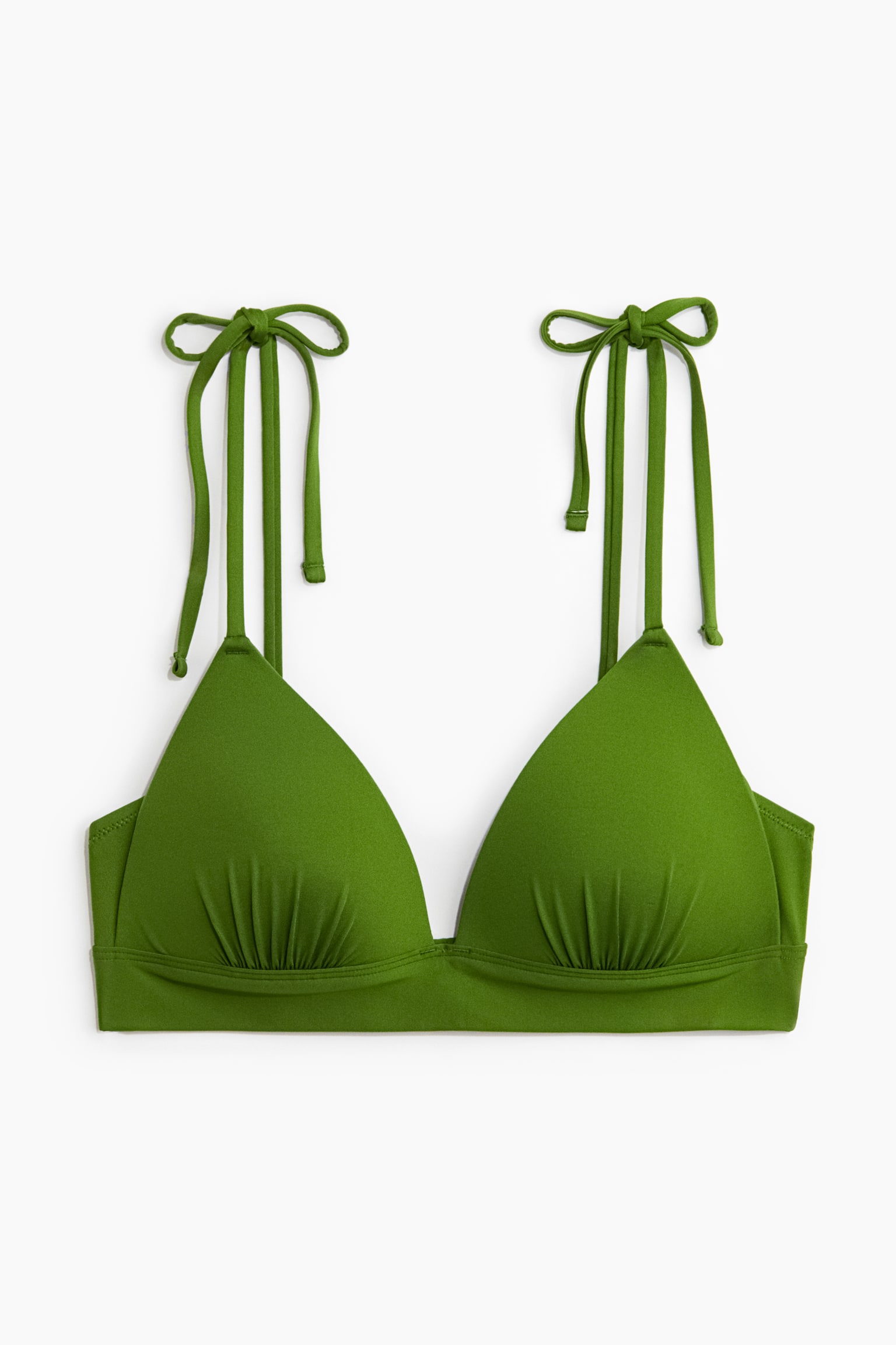 Top de bikini triangular push-up - Verde/Blanco - 1