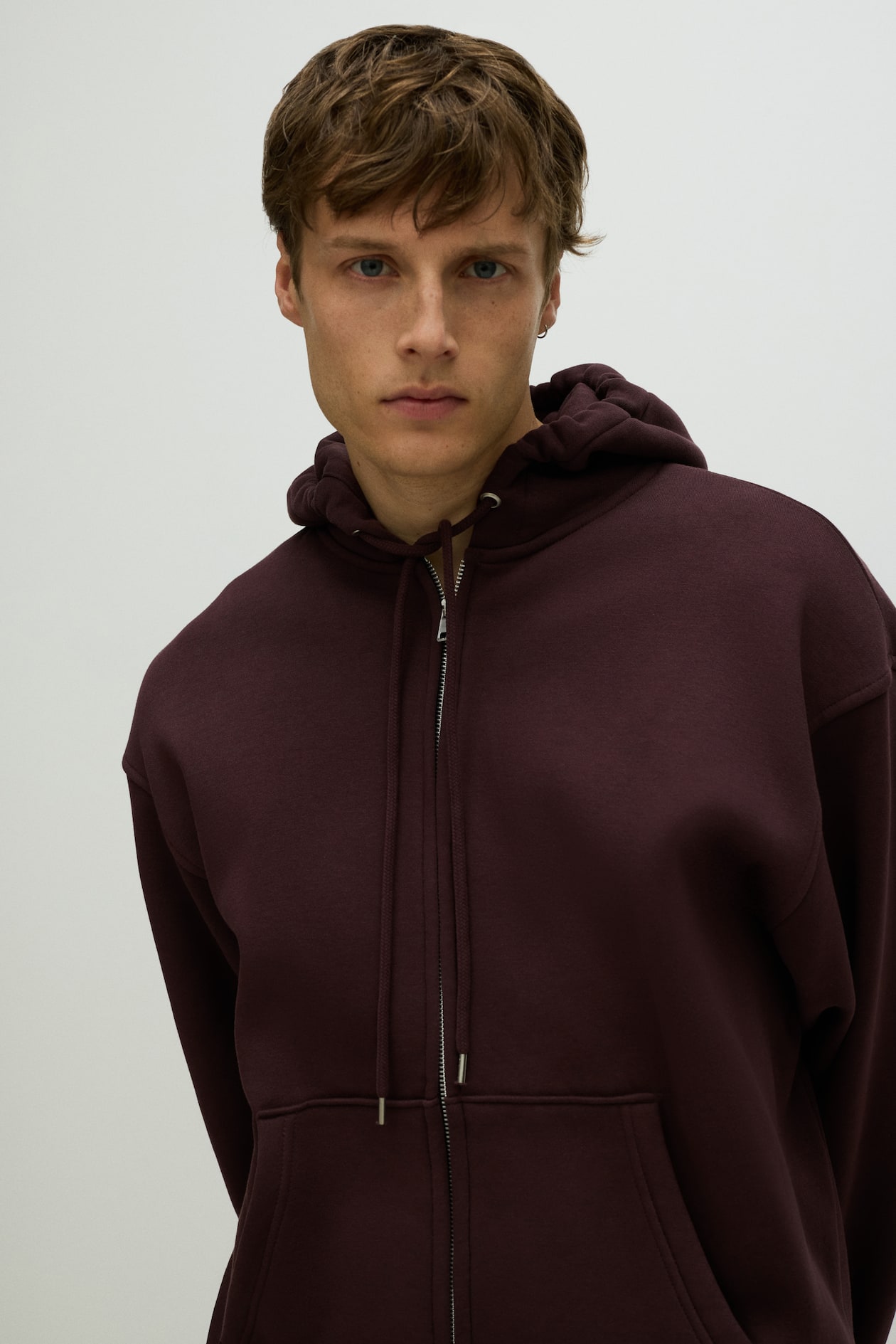 Loose Fit Zip-through hoodie Plum Men H&M IN