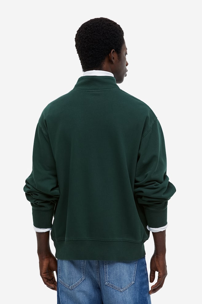 Loose Fit Sweatshirt med glidelås - Mørk grønn/Mørk brun - 7