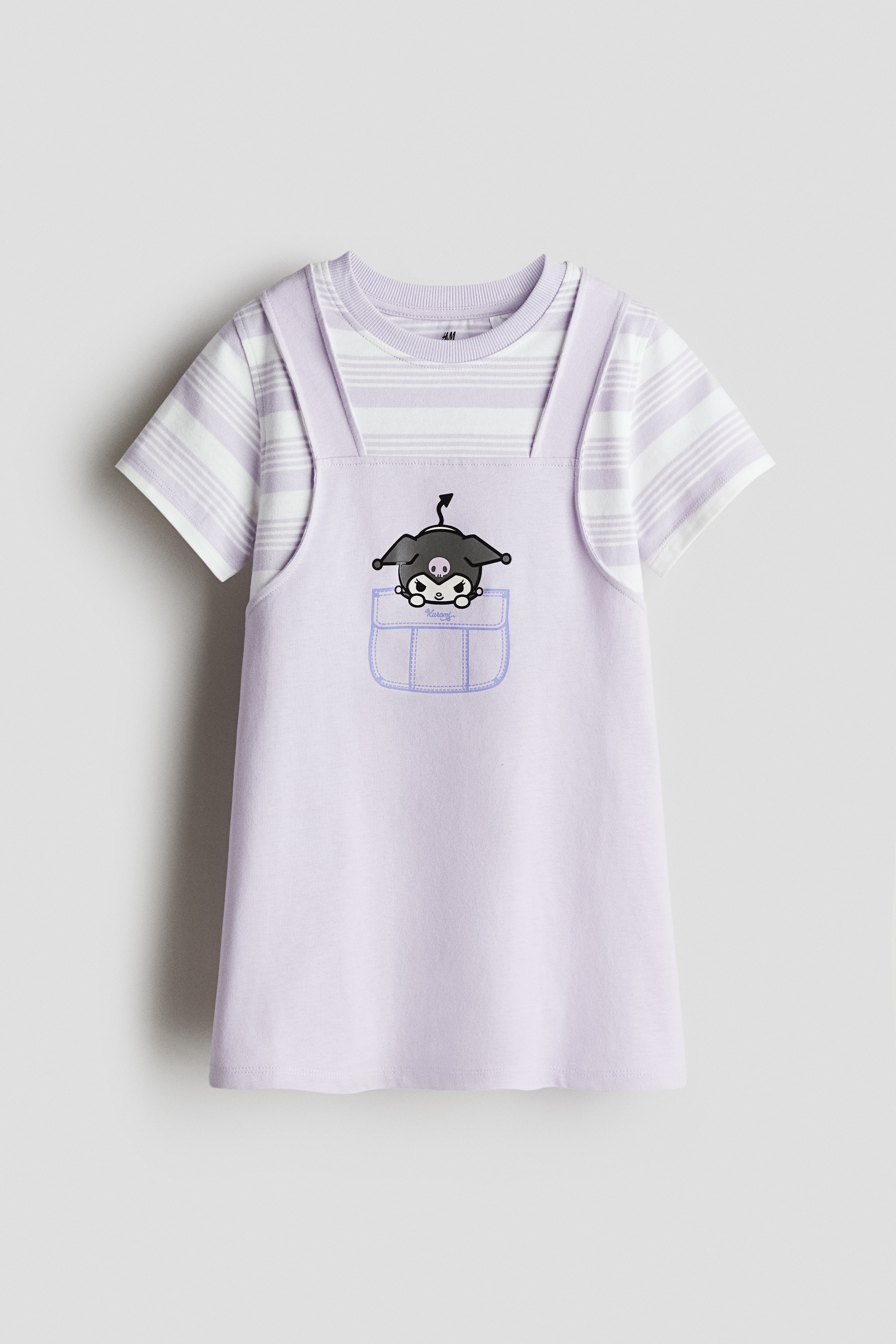 Motif-detail cotton dress - Lilac/Kuromi/Black/Kuromi/Light blue/Cinnamoroll