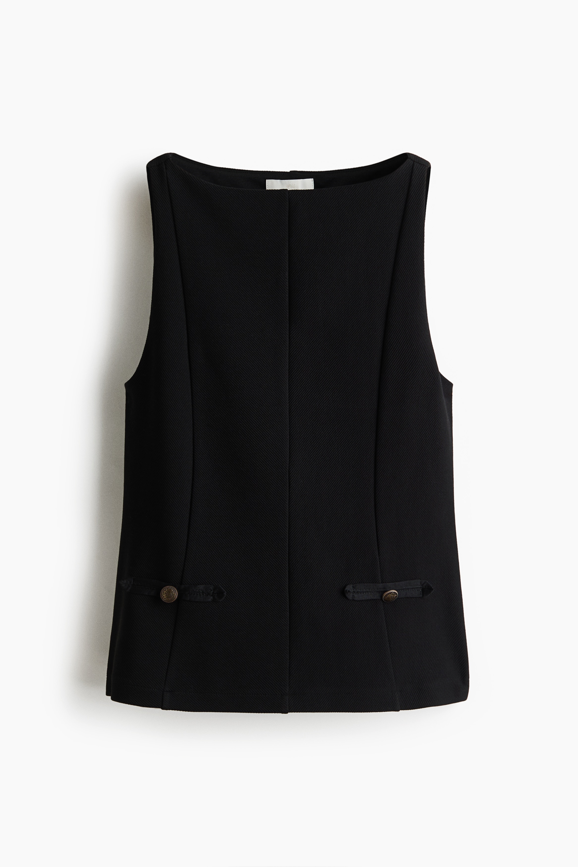Top mit Zierknöpfen - Black