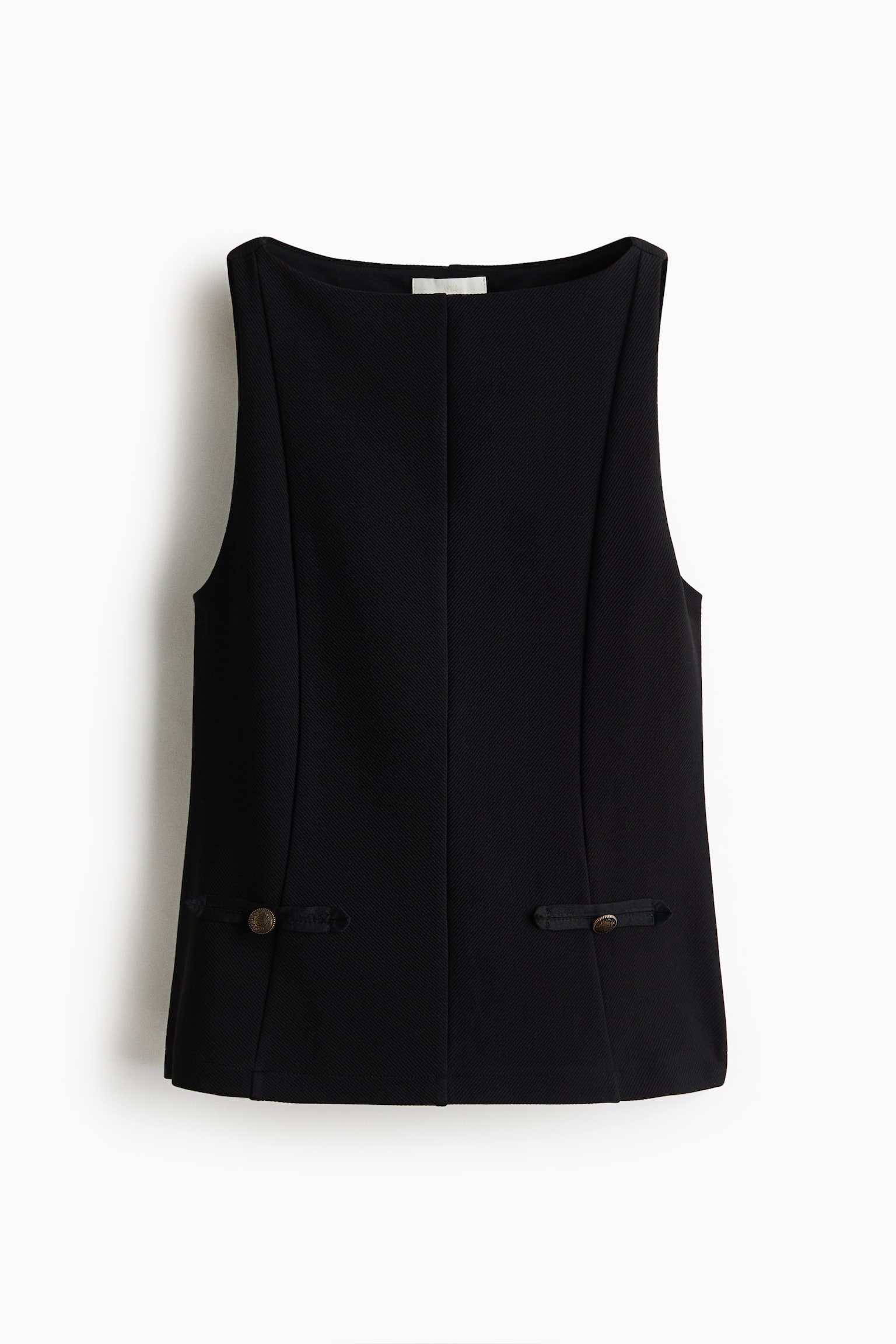 Sleeveless Button-Detail Top - Black - 1