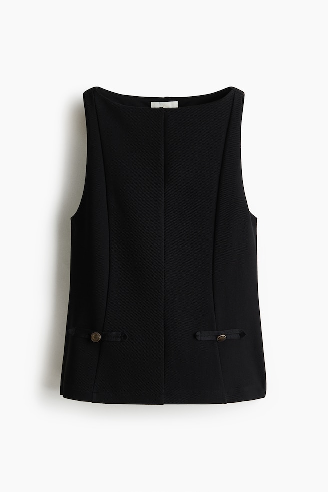 Sleeveless Button-Detail Top - Black - 1