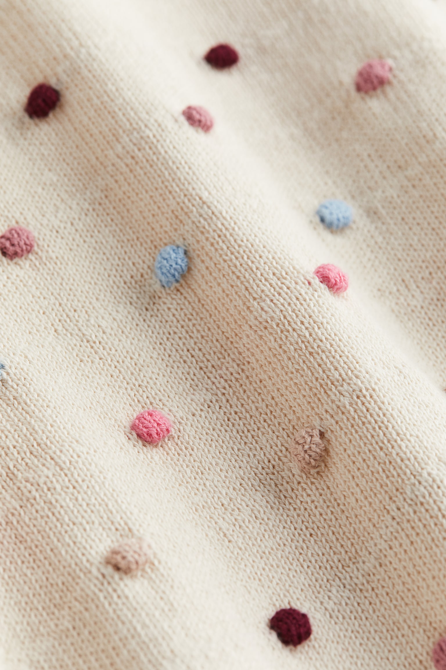 Áo chui đầu dệt kim vân nổi - Màu trắng tự nhiên/Chấm bi - 2