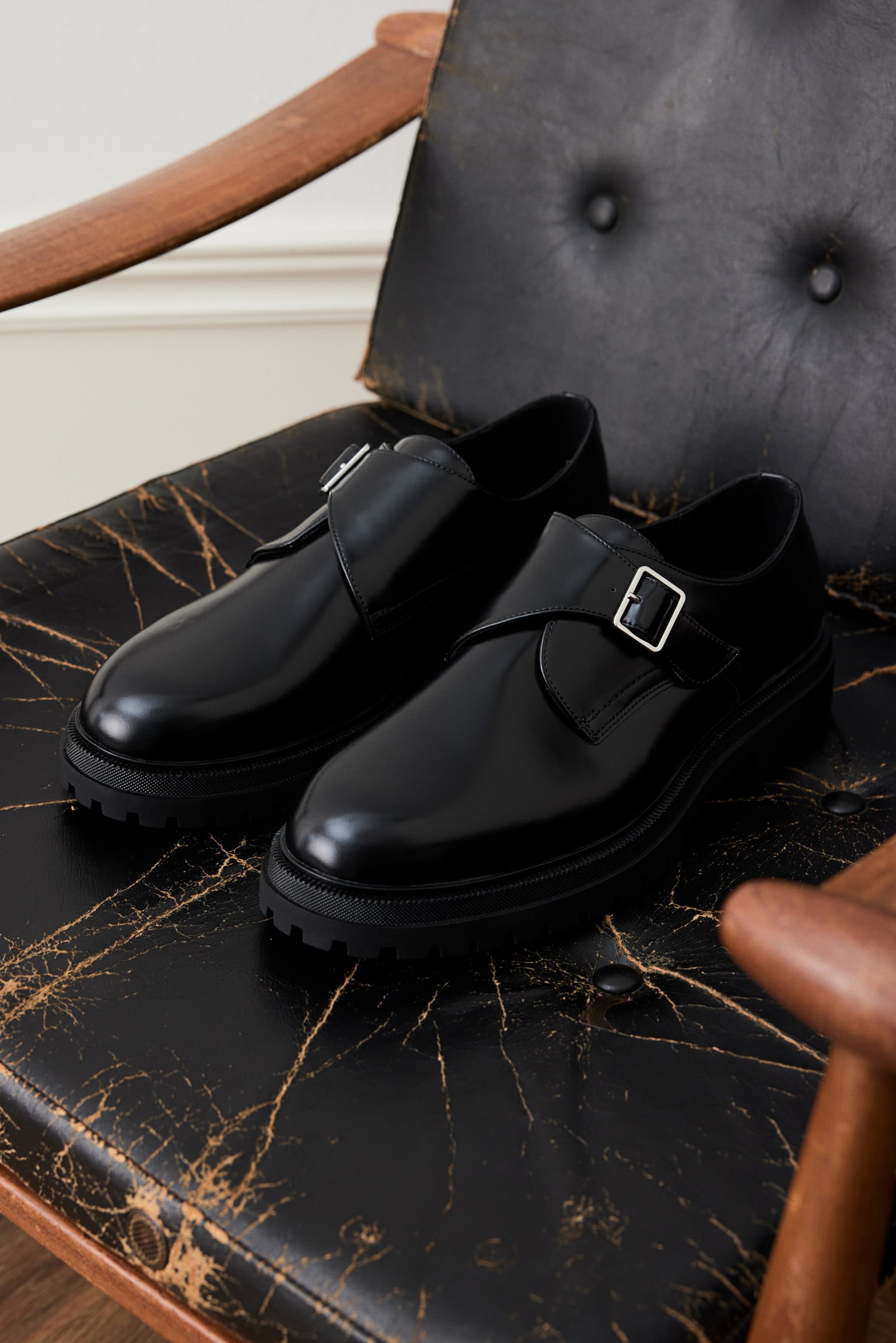 Sapatos Monkstrap robustos - Preto - 1