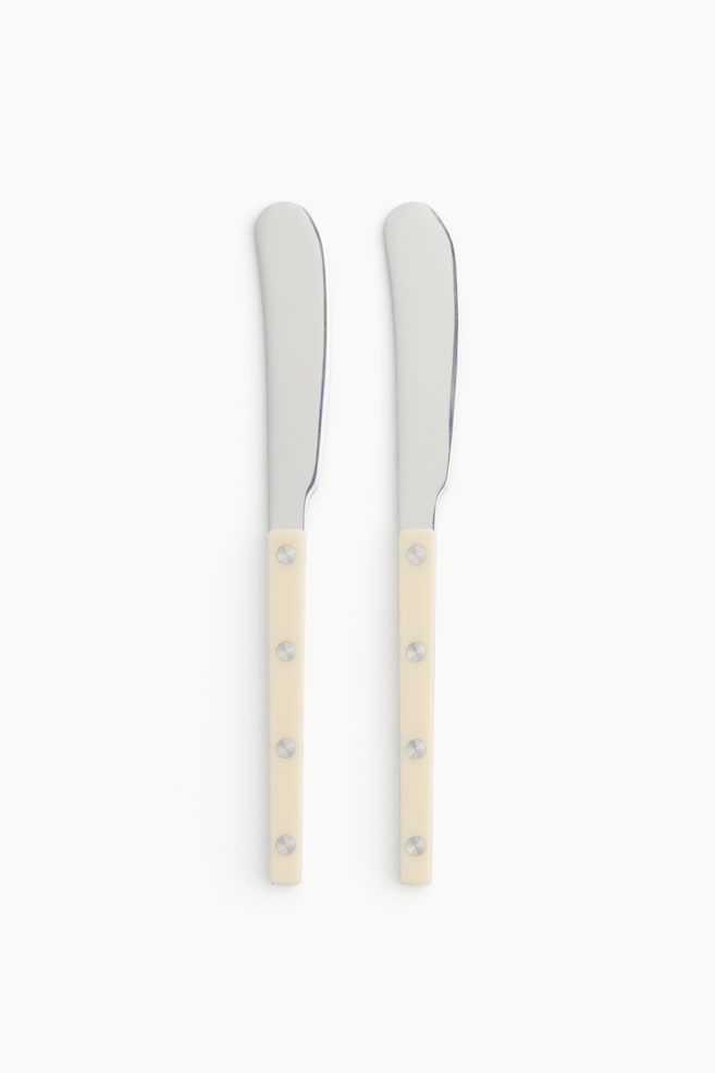 2-pack stainless steel butter knives - Light beige/Red/Black - 1