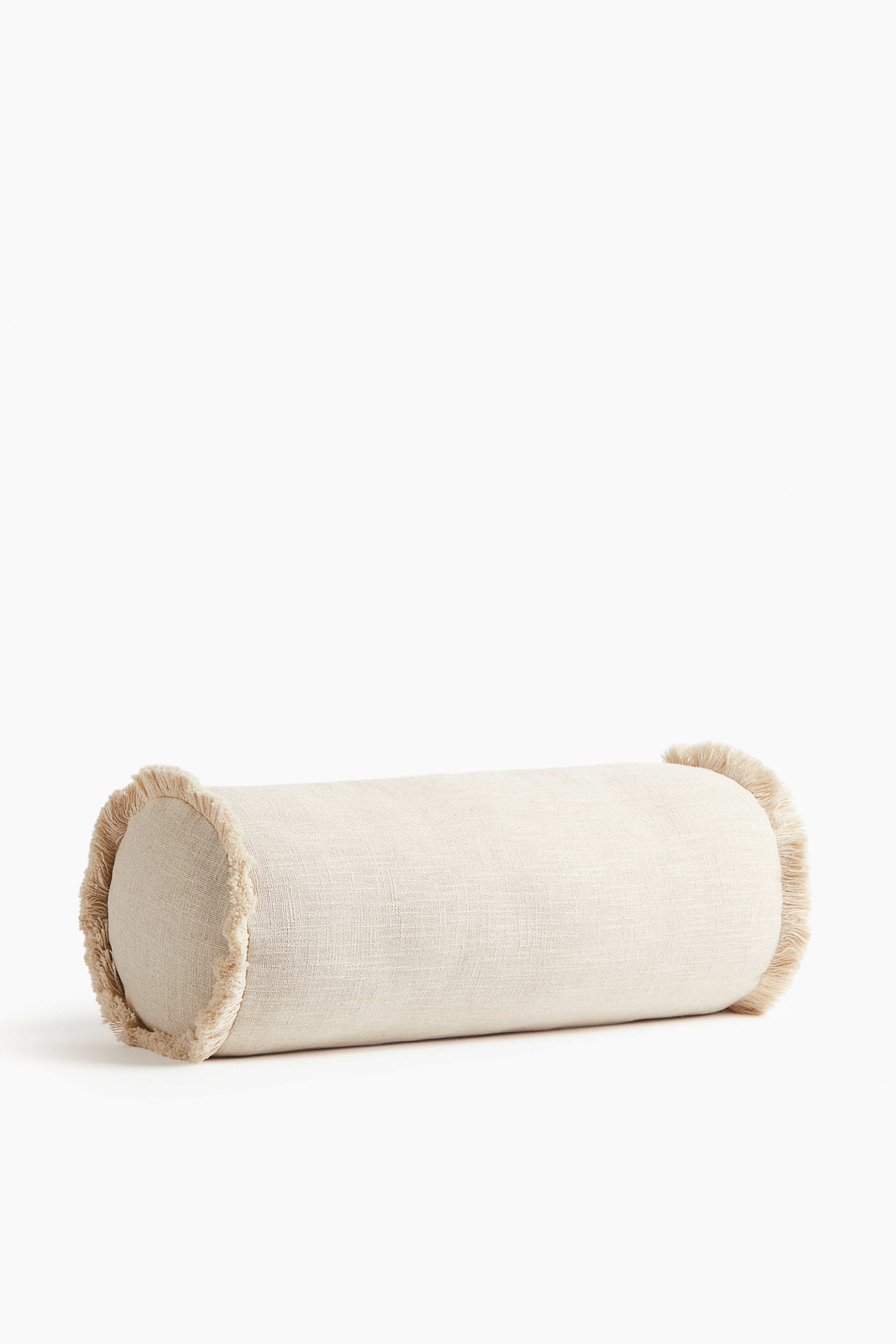 Linen-Blend Bolster with Fringe