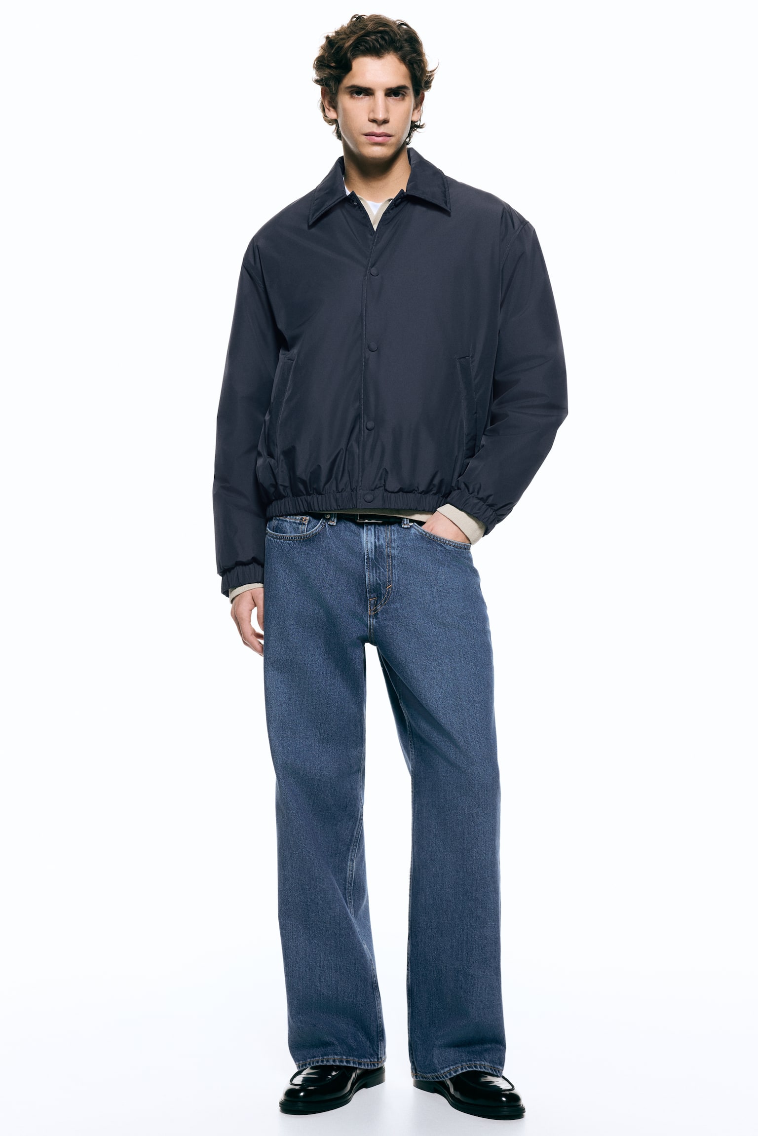 Lightly padded jacket - Dark blue/Burgundy - 4