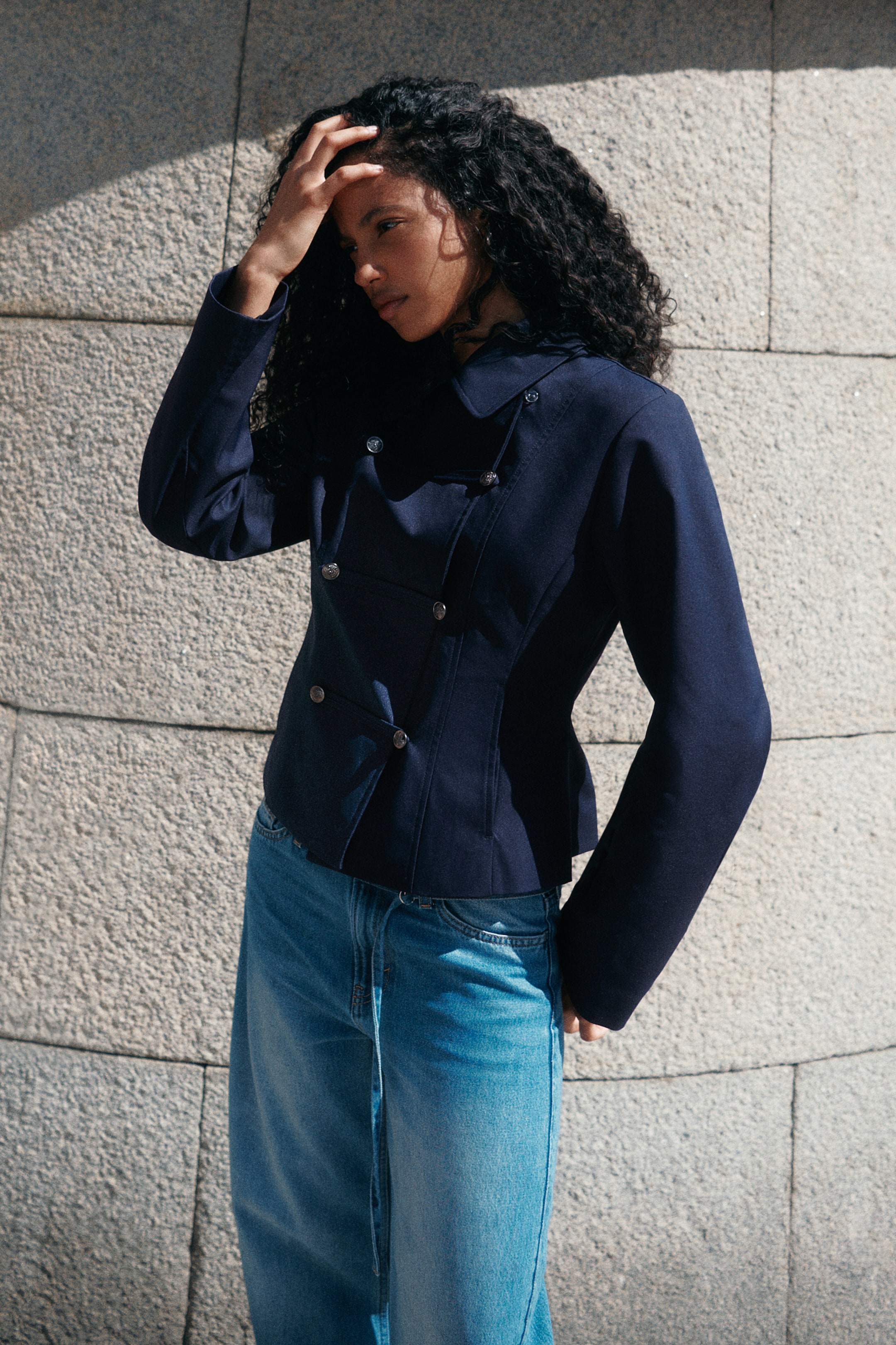 Veste en sergé à fermeture croisée