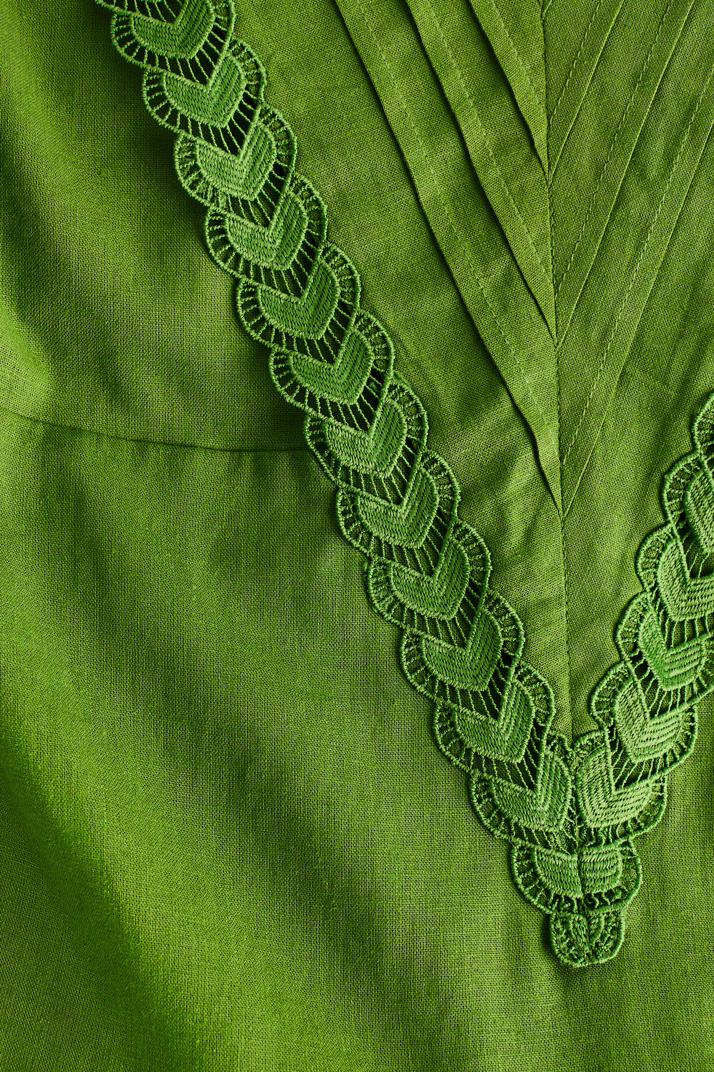 Linen-Blend Dress - Green