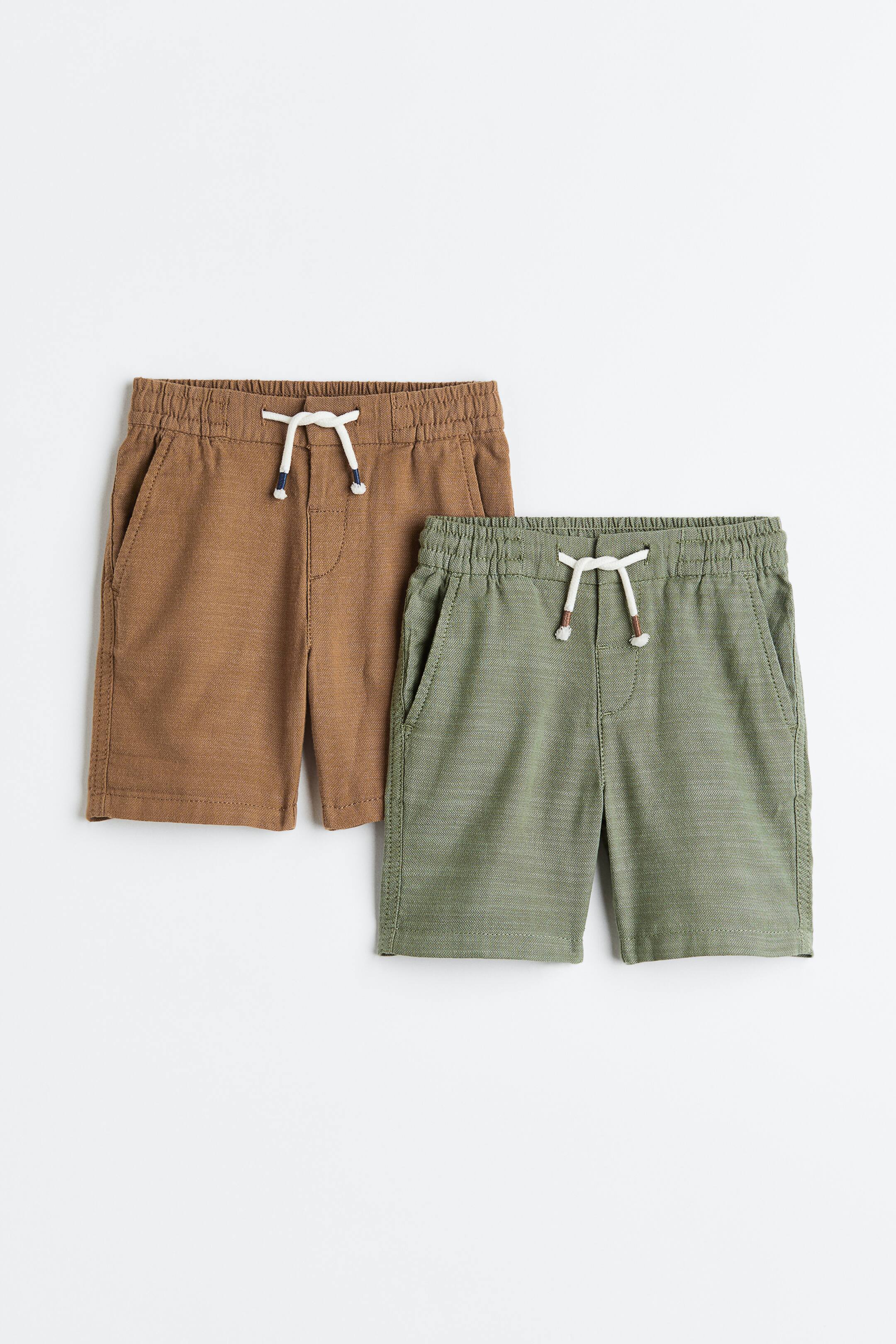 View larger image: 2-pack Cotton Shorts - Light brown/khaki green - Kids | H&M PH 1