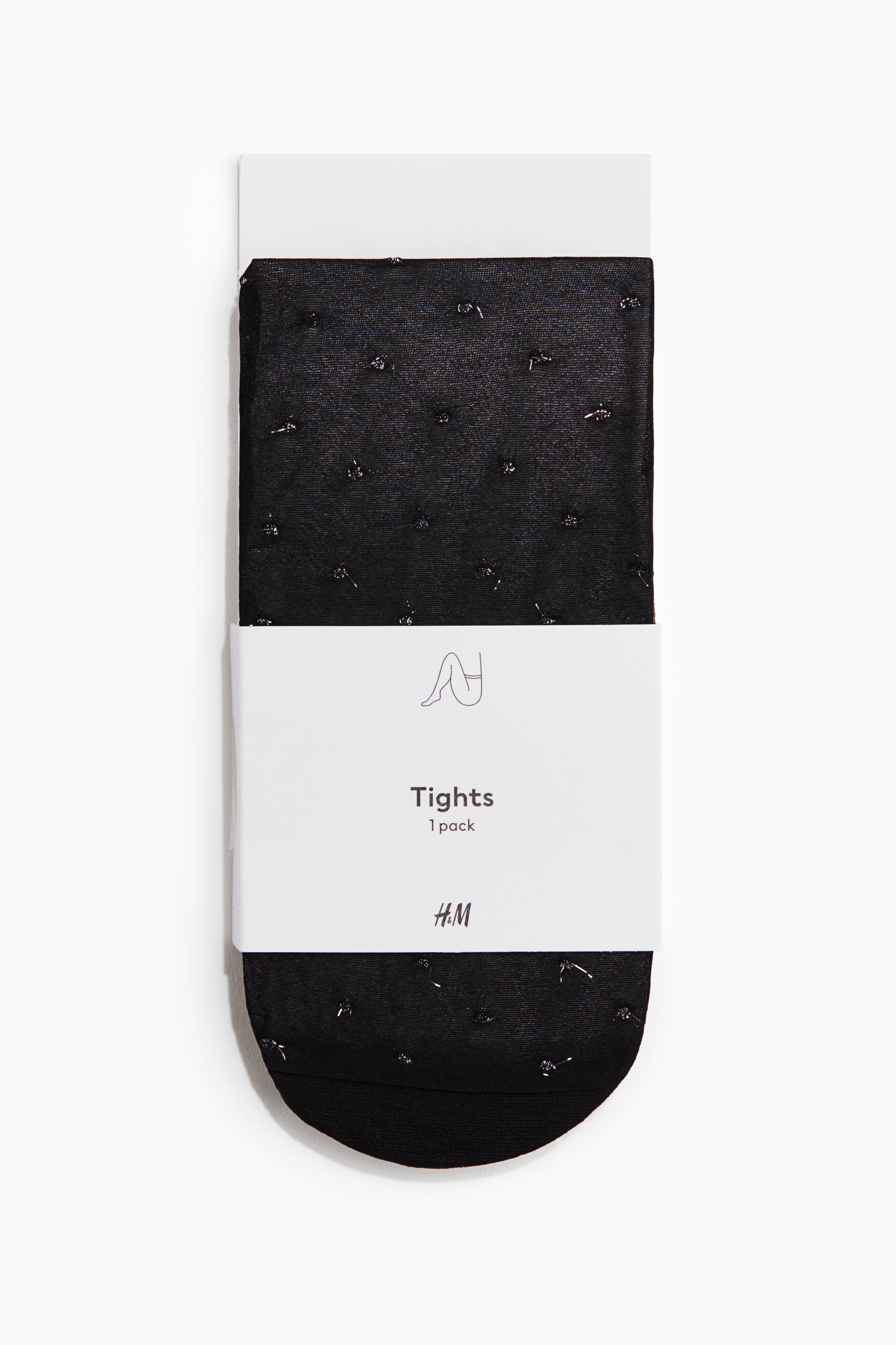 Καλσόν με ανάγλυφα πουά και χρυσοκλωστή - Μαύρο/Σκούρο καφέ