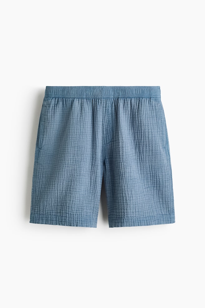 Relaxed Fit Muslin shorts - Dusty blue/Yellow/Black - 1