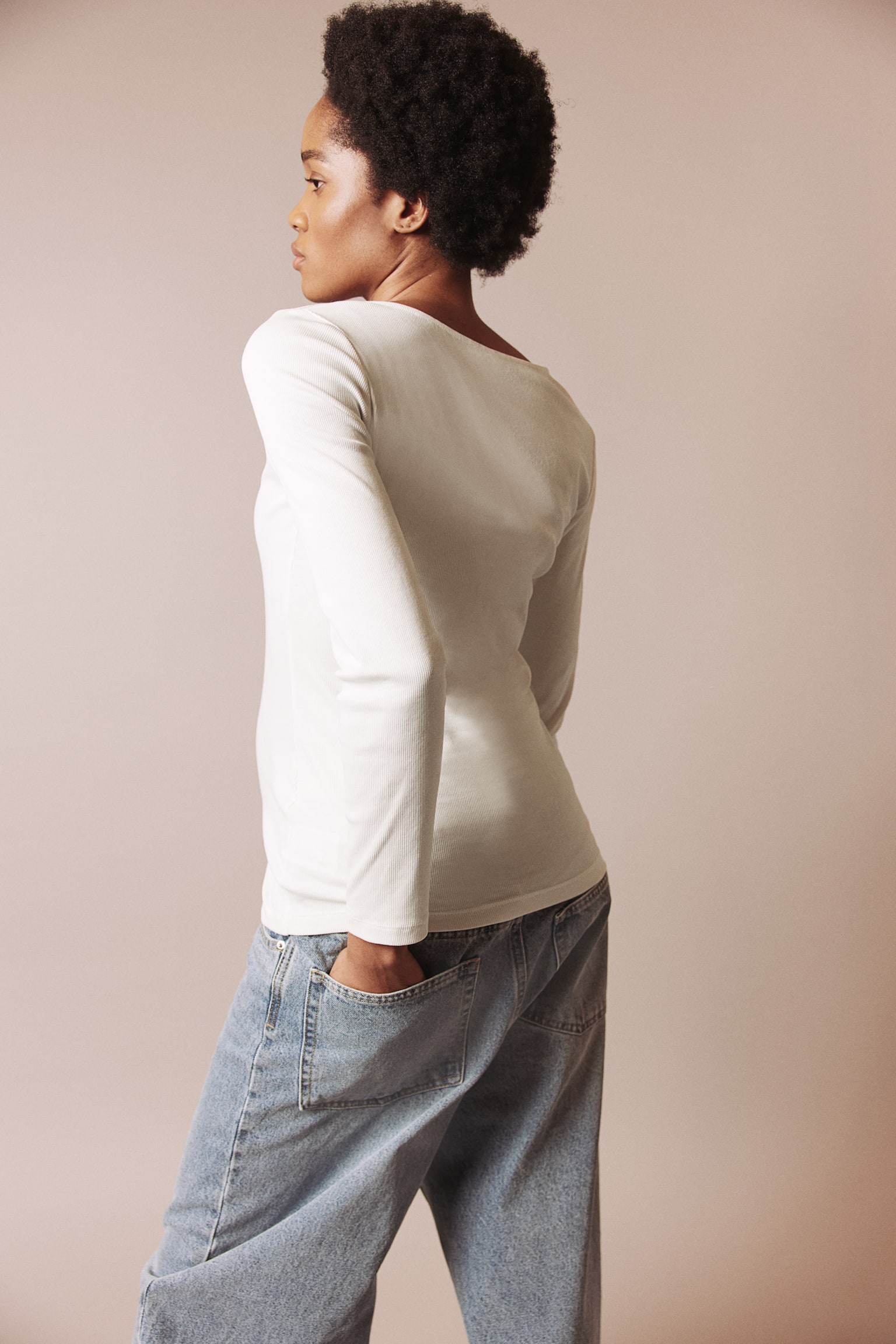 MAMA Before & After Rib Henley Top - White - 5