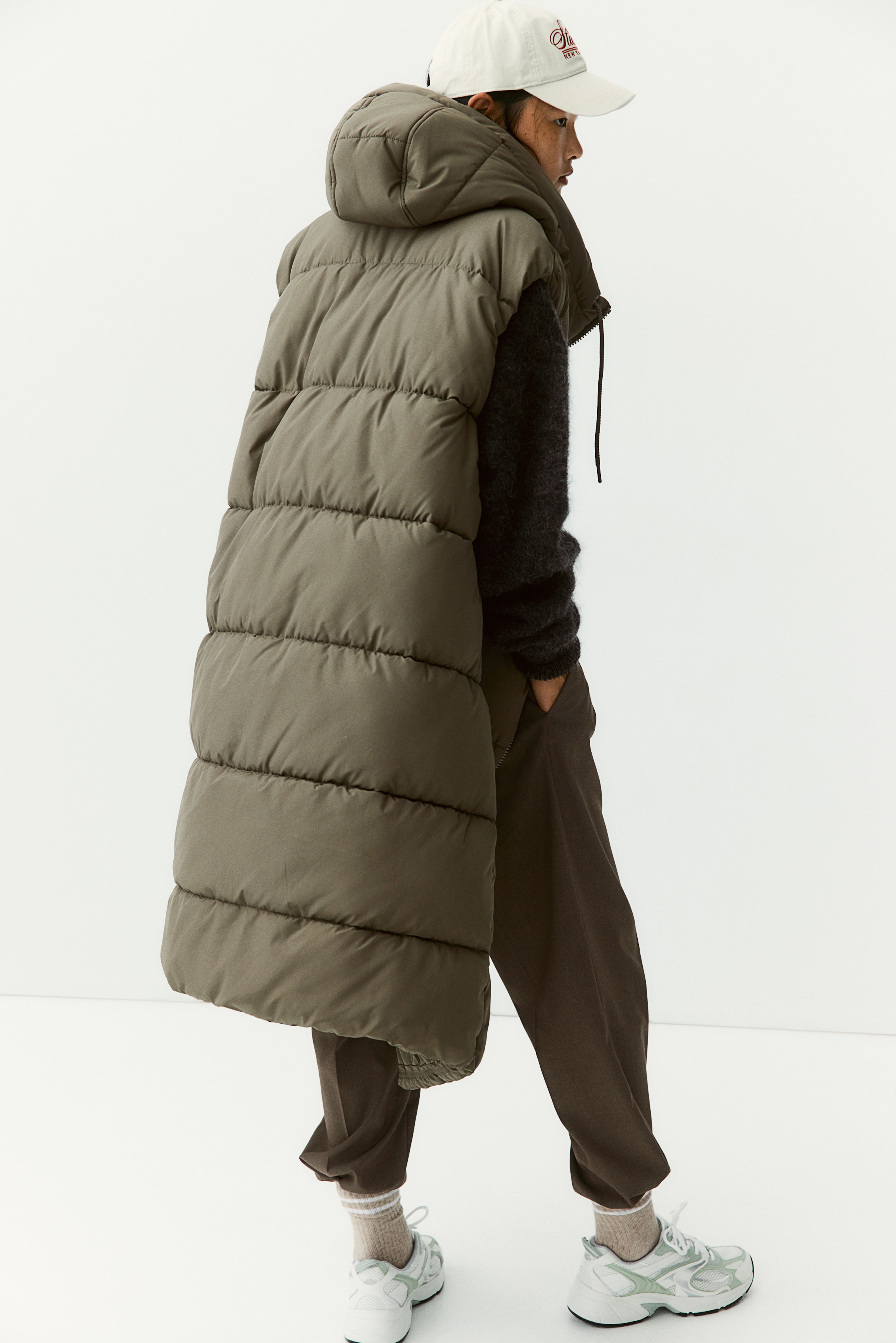 Sleeveless long puffer vest online