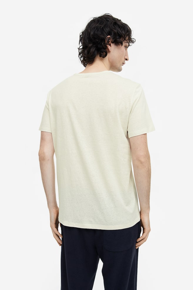 T-Shirt aus Leinenmix Regular Fit - Cremefarben/Marineblau/Dunkelorange/Blau/Helles Grünbeige - 7