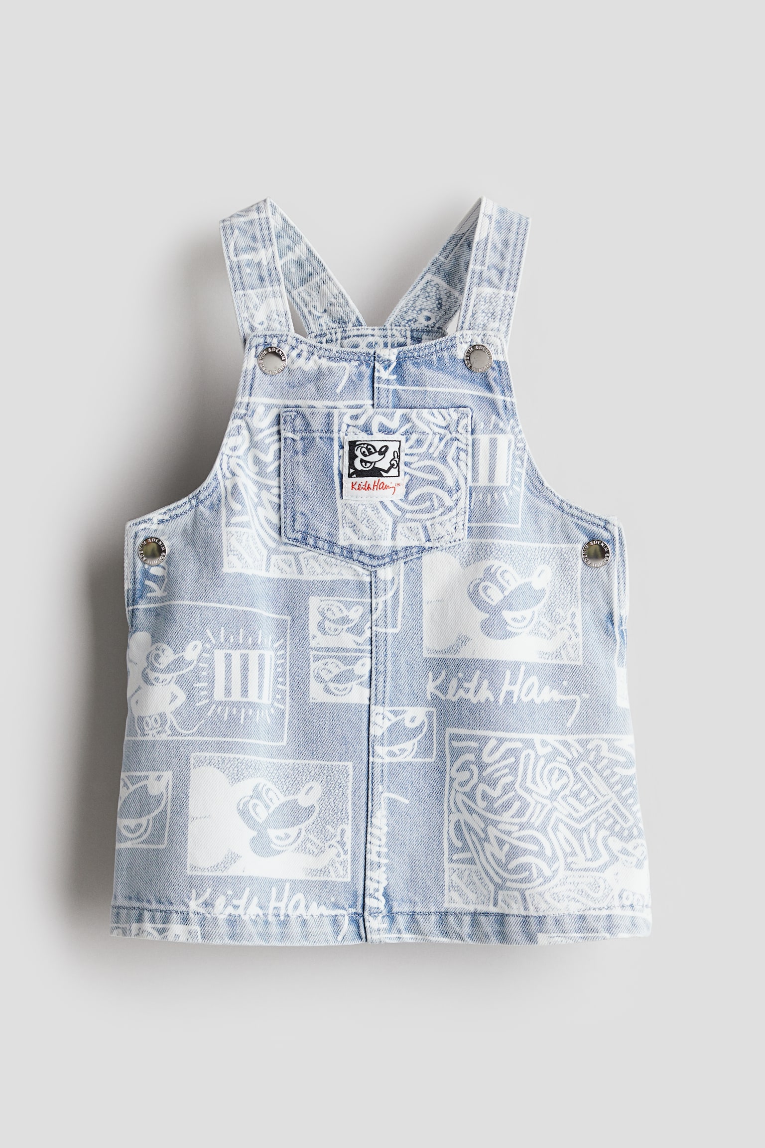 Patterned dungaree dress - Light denim blue - 1