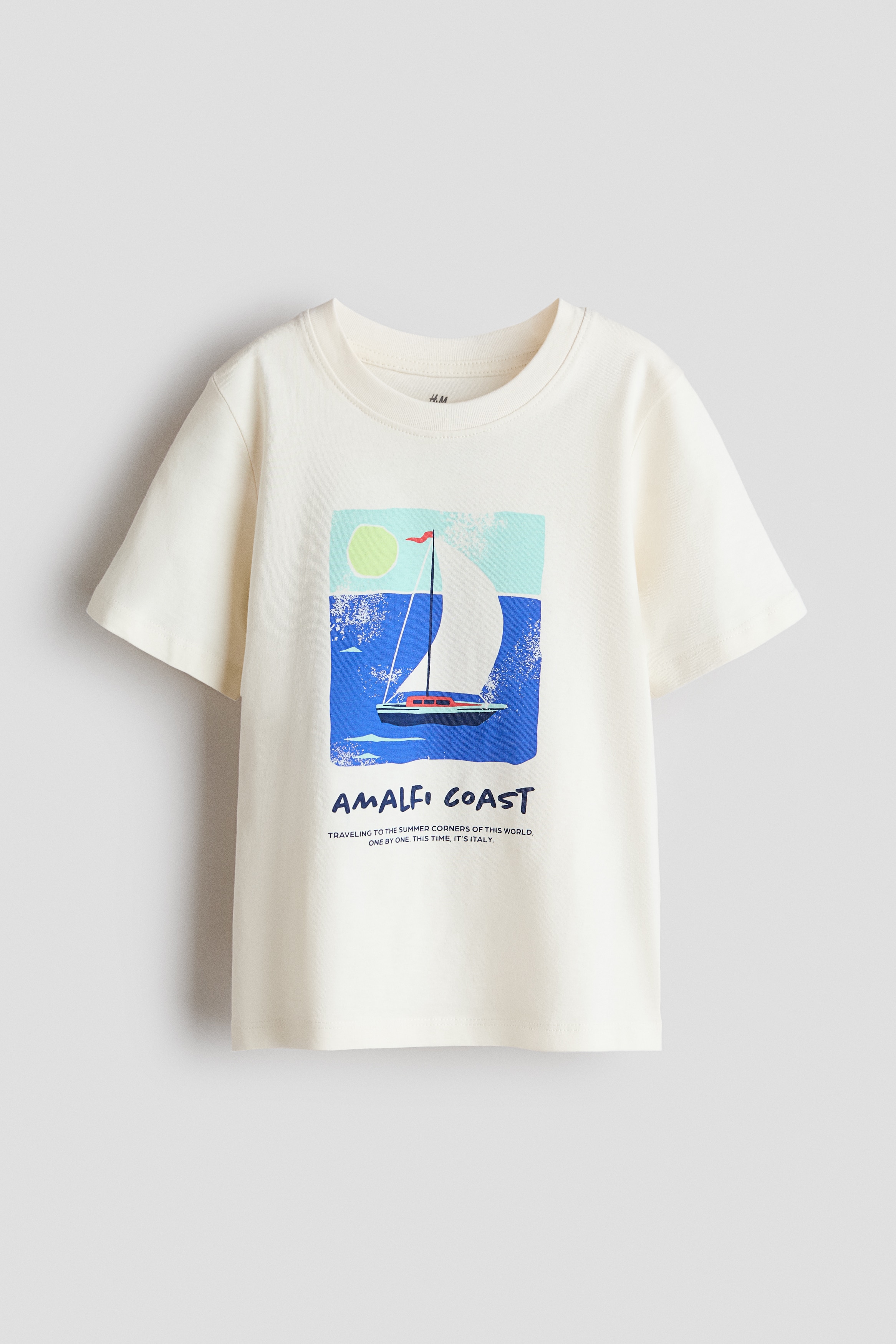 Printed T-shirt - Cream/Amalfi Coast/Cream/Big bro/Cream/Patterned/Yellow/Little bro/Light blue/Car/Green/Basketball/Dark grey/Pacific