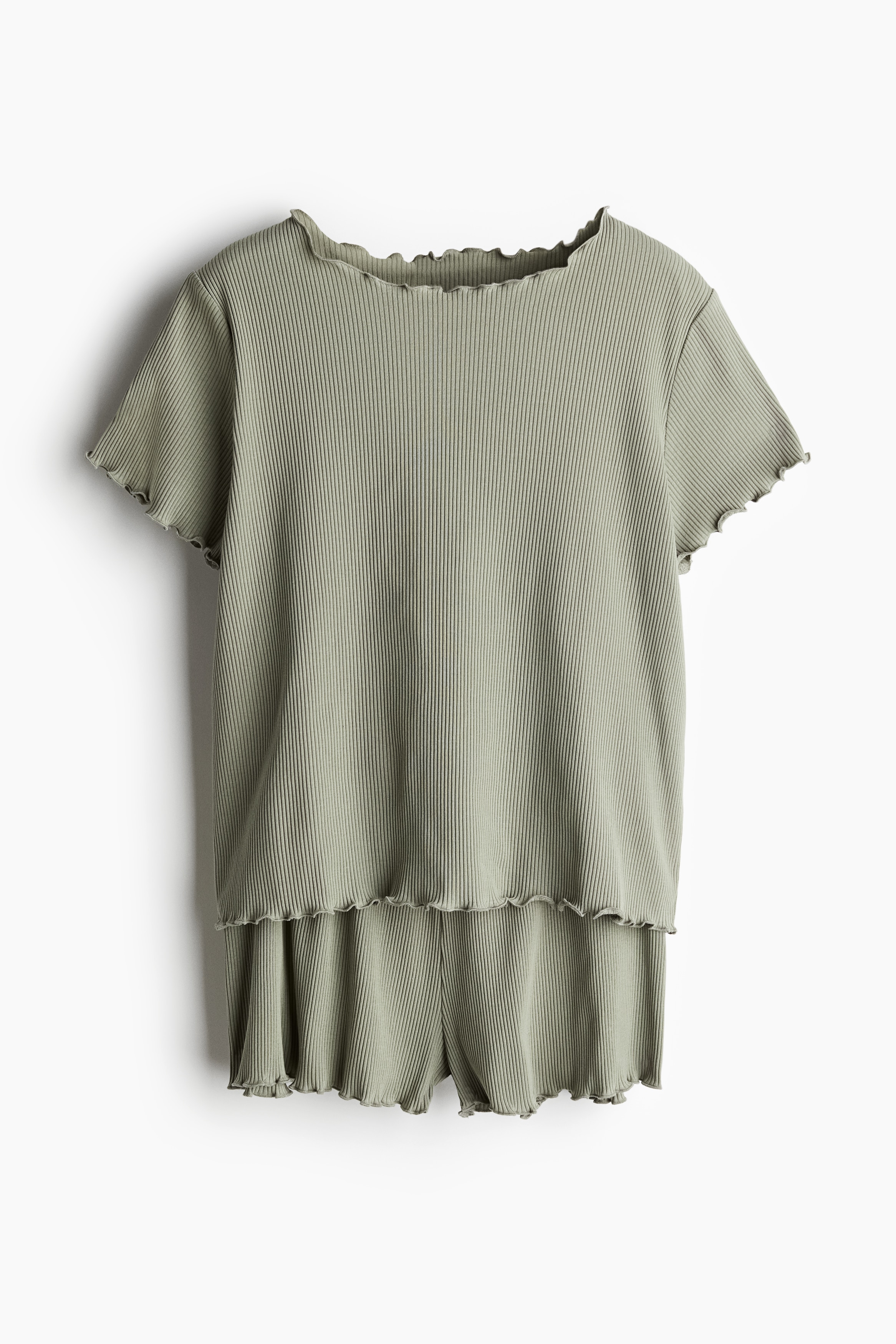 Dames - Licht kakigroen Pyjama van ribtricot - Size: XL  - H&M