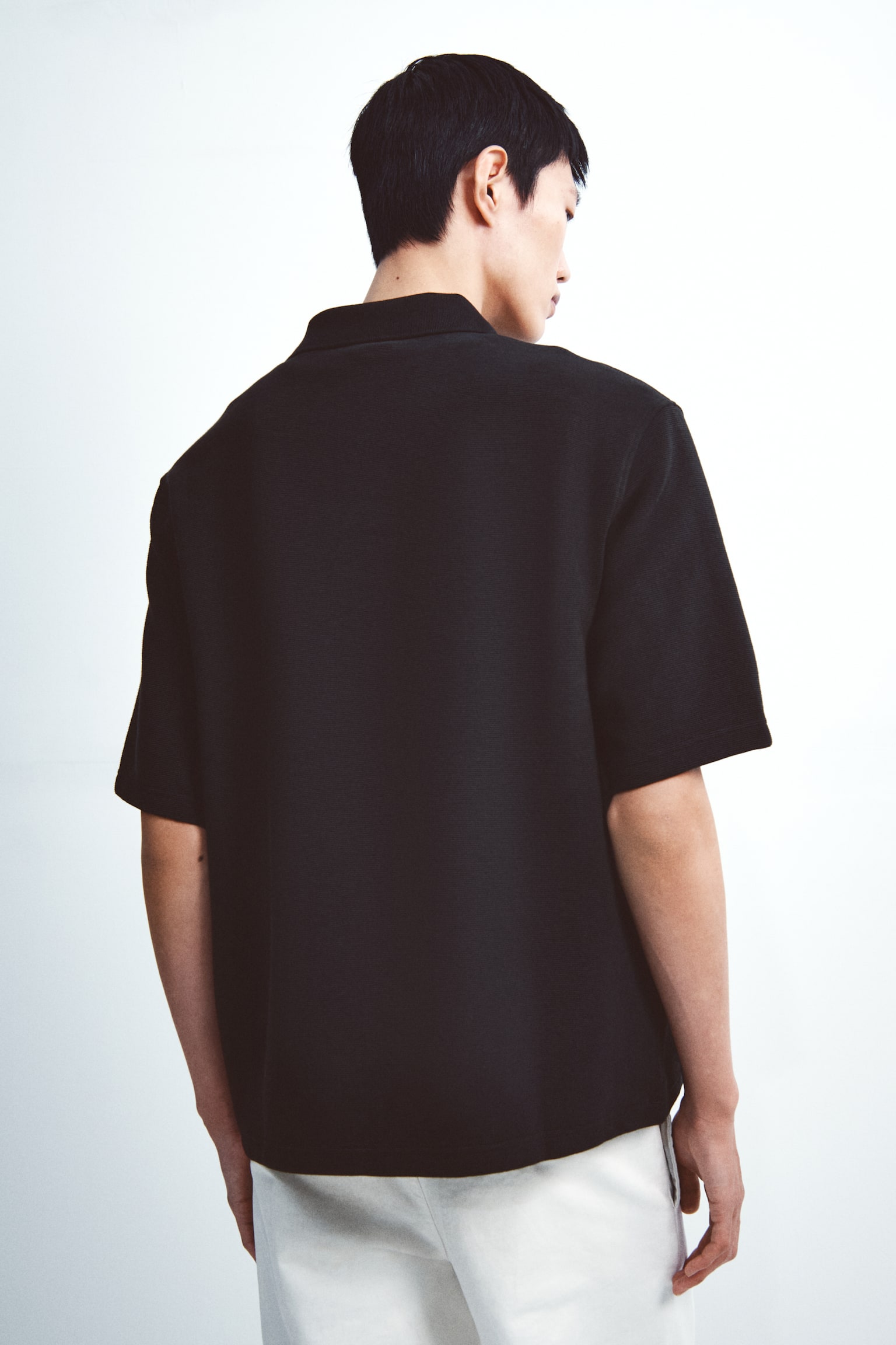 Loose-Fit Polo Shirt - Black/Light khaki green/Cream - 4