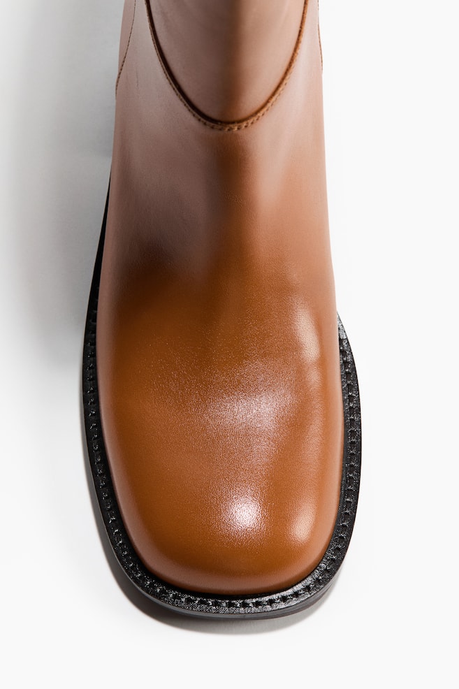 Leather Boots - Dark beige - 3