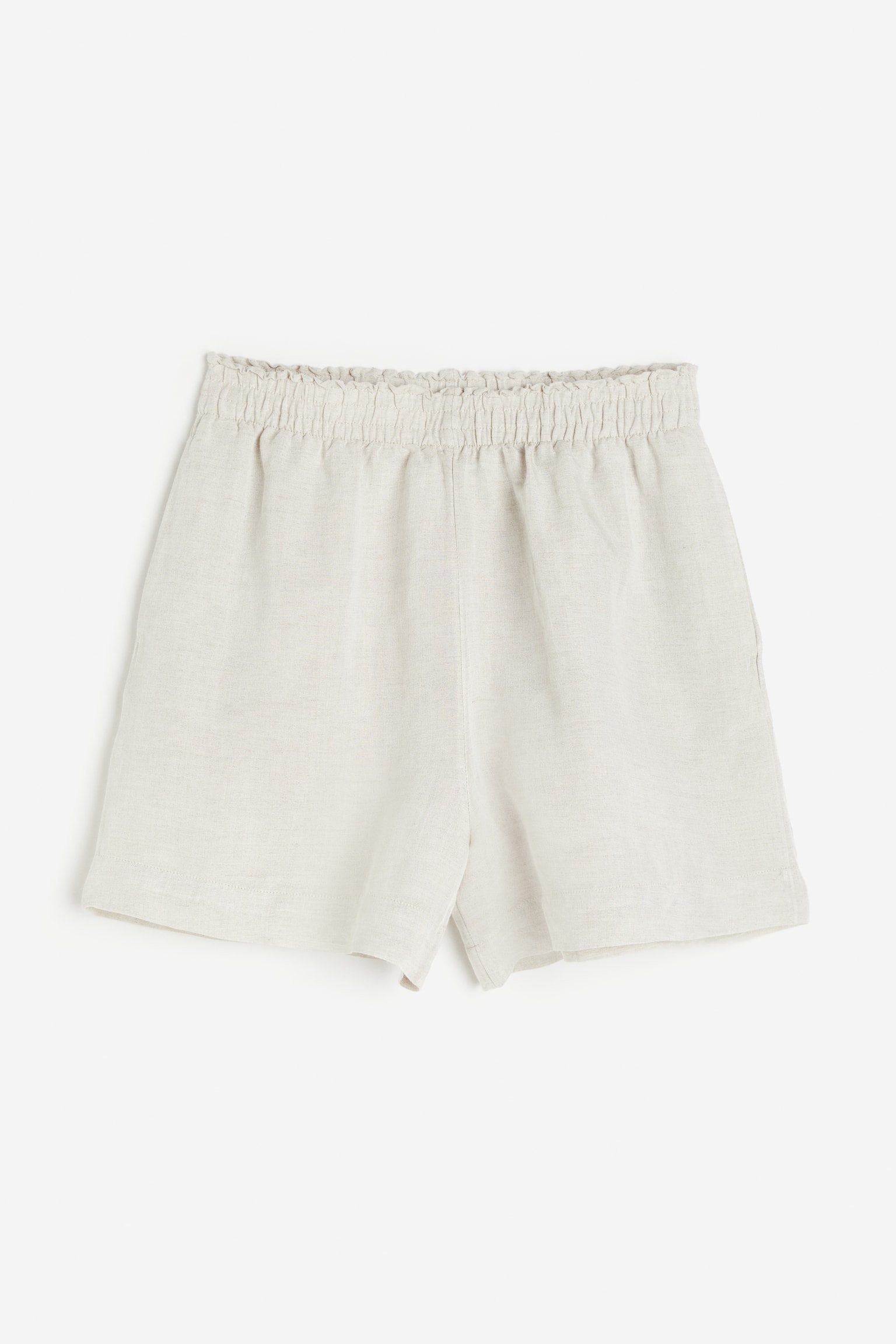 Женские шорты H&M Linen-blend Pull-on, цвет: Светлый бежевый — фото 1