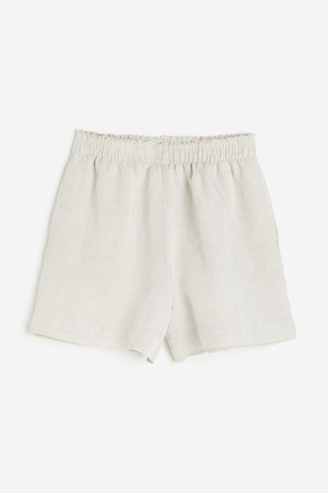 Linen-blend Pull-on Shorts - Light beige - 1