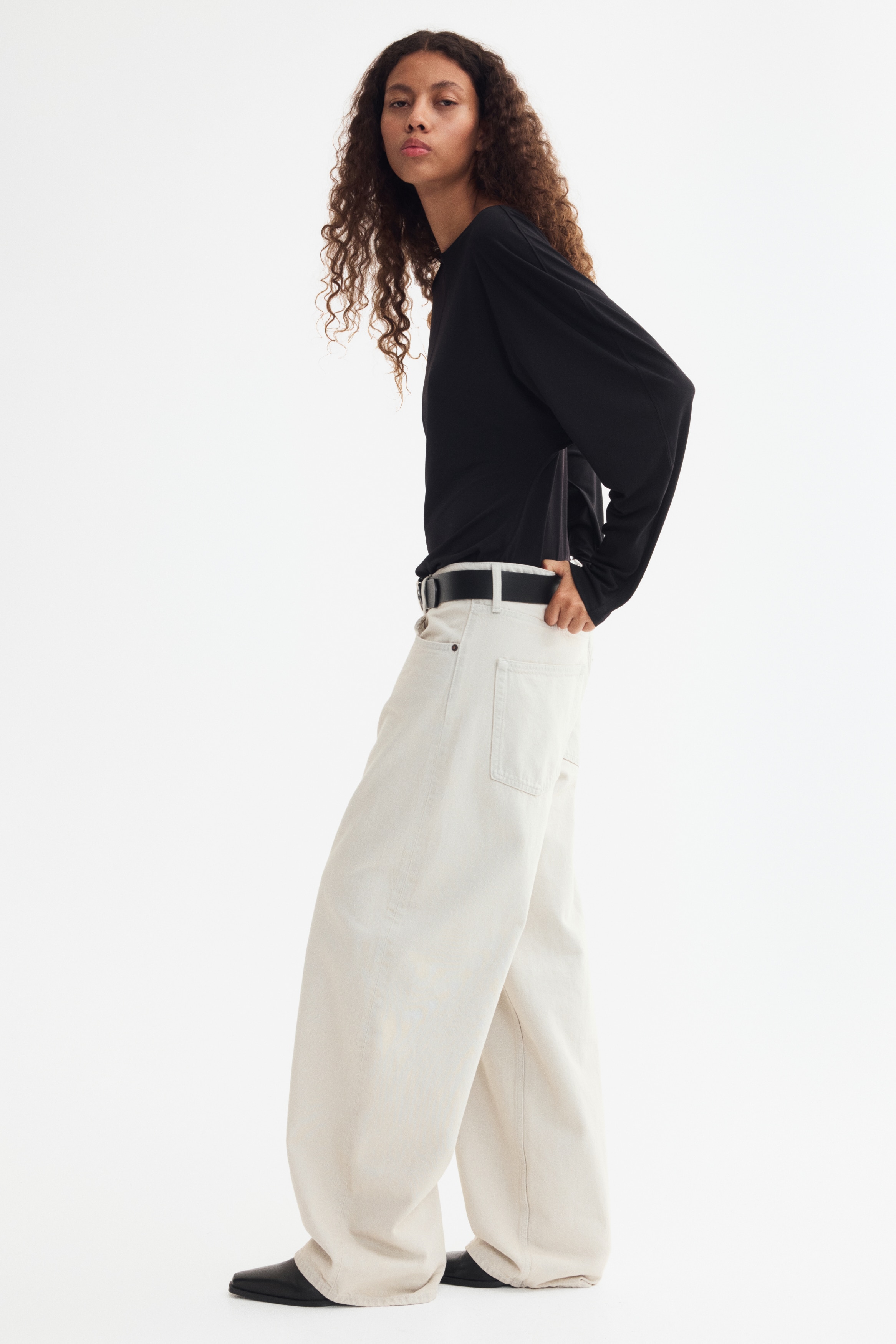 Barrel High Waist Jeans - Ανοιχτό γκρι denim/Μαύρο denim/Ανοιχτό μπλε denim/Σκούρο μπλε denim/Μπεζ/λεοπάρ μοτίβο
